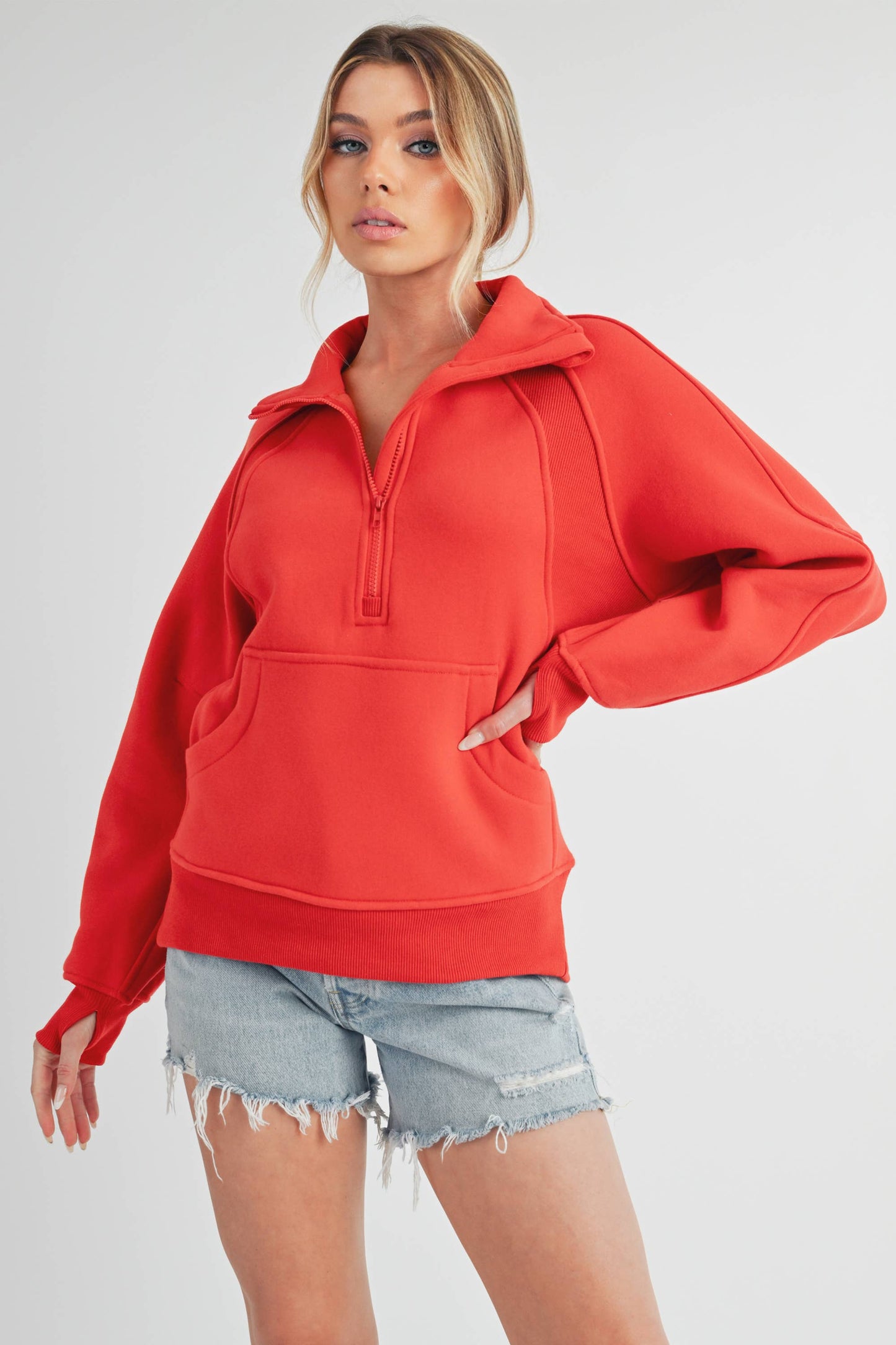 986DK Long Dove Funnel Neck Half Zip 1