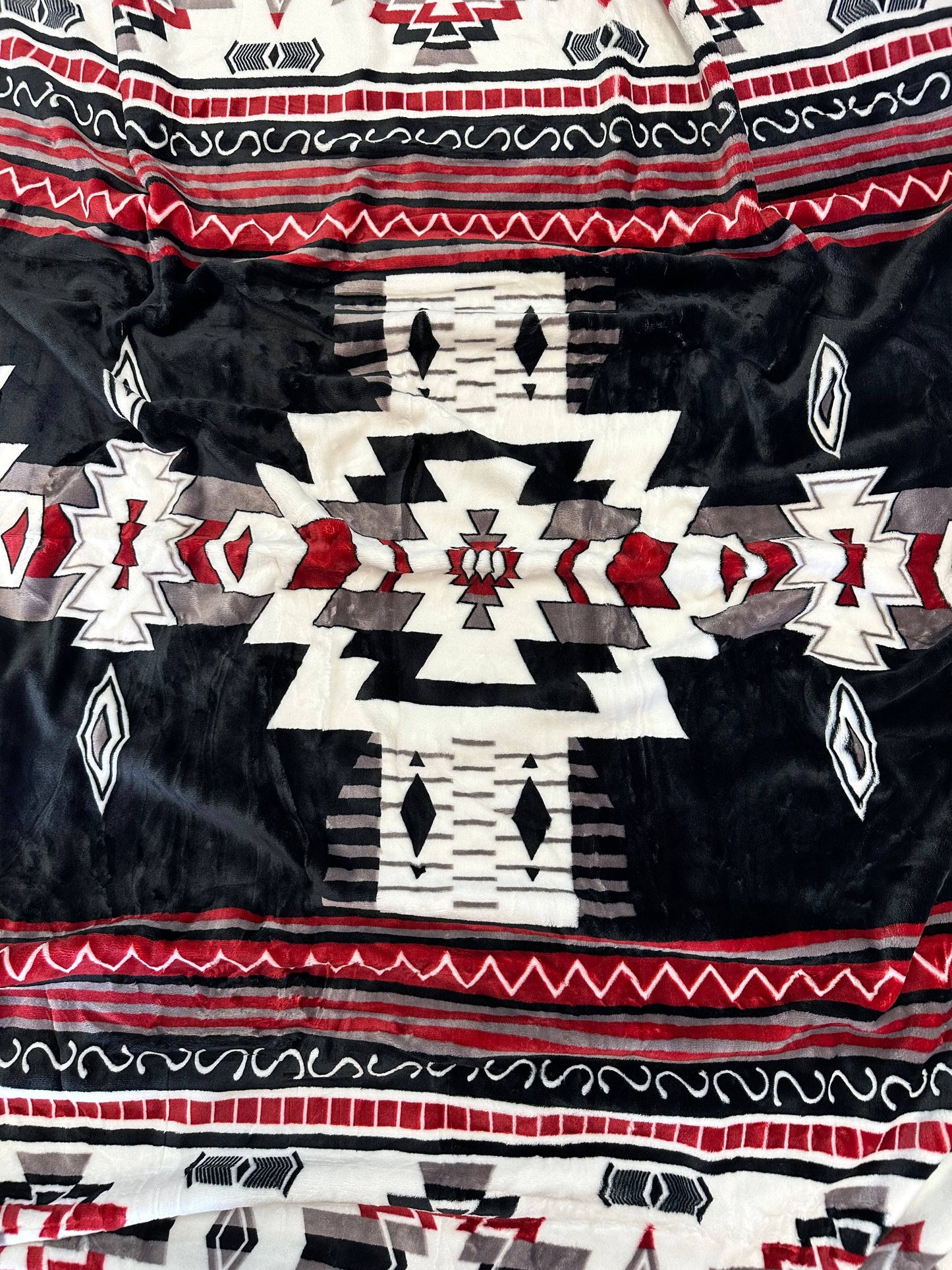 Twin Black Aztec Lightweight Flannel Blanket - 60" x 80"