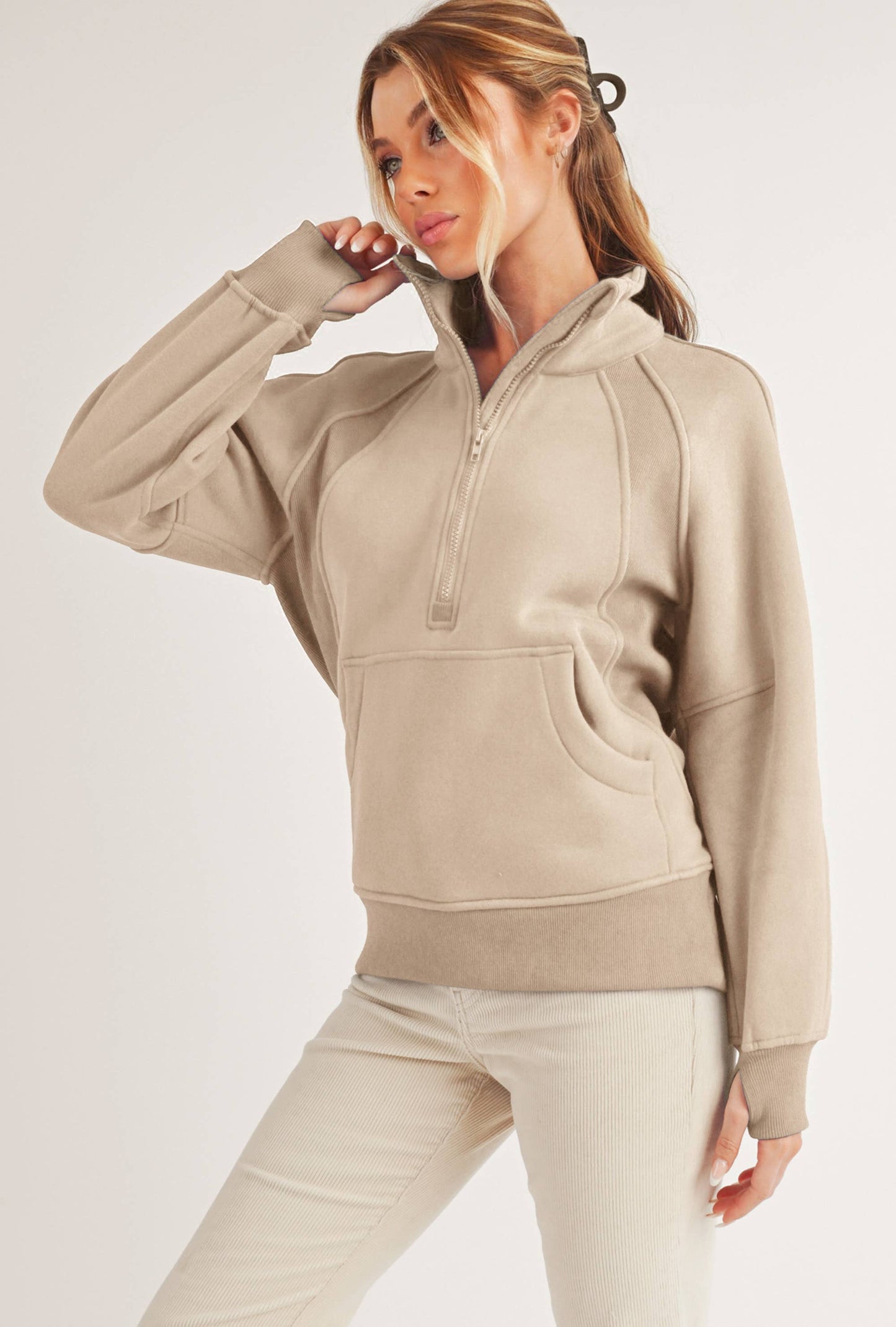 986DK Long Dove Funnel Neck Half Zip 1