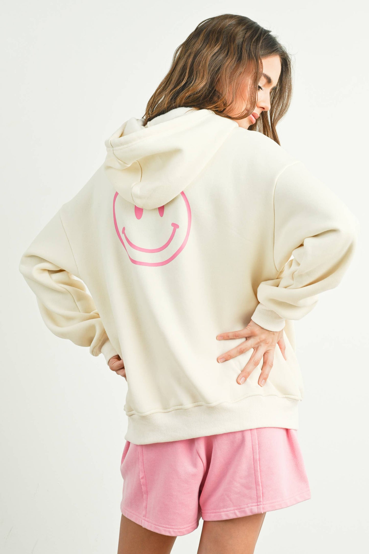 SMILE PRINTED DRAWSTRING HOODIE - BMT7415