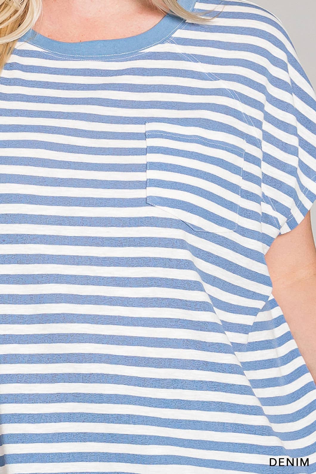 63581_CURVY - Striped Knit Top for Women