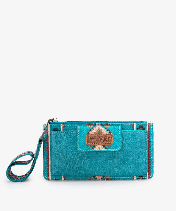 Wrangler Aztec Print Bi-Fold Wallet Wristlet *8 COLORS