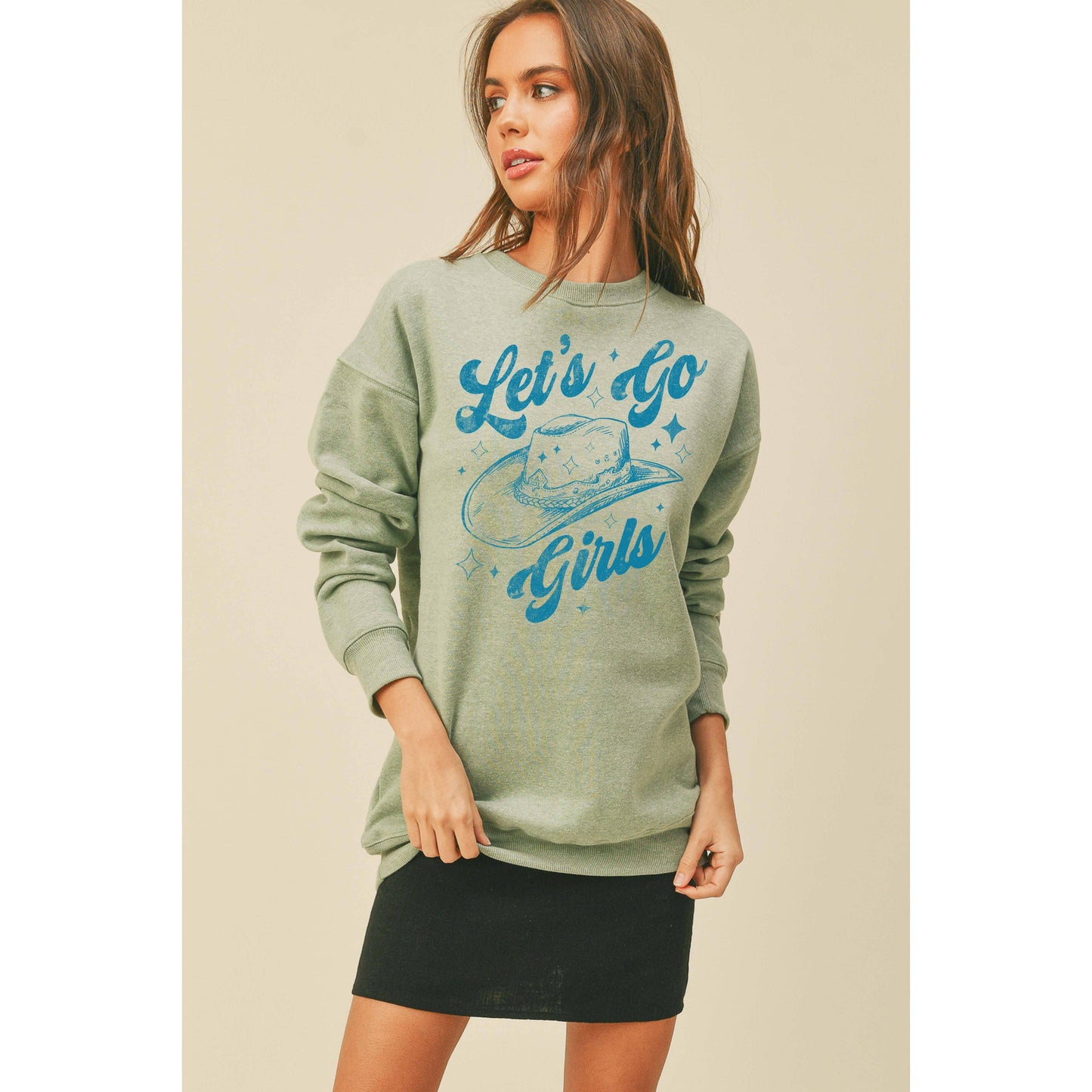 Lets Go Girls Cowboy Hat Graphic Sweatshirt
