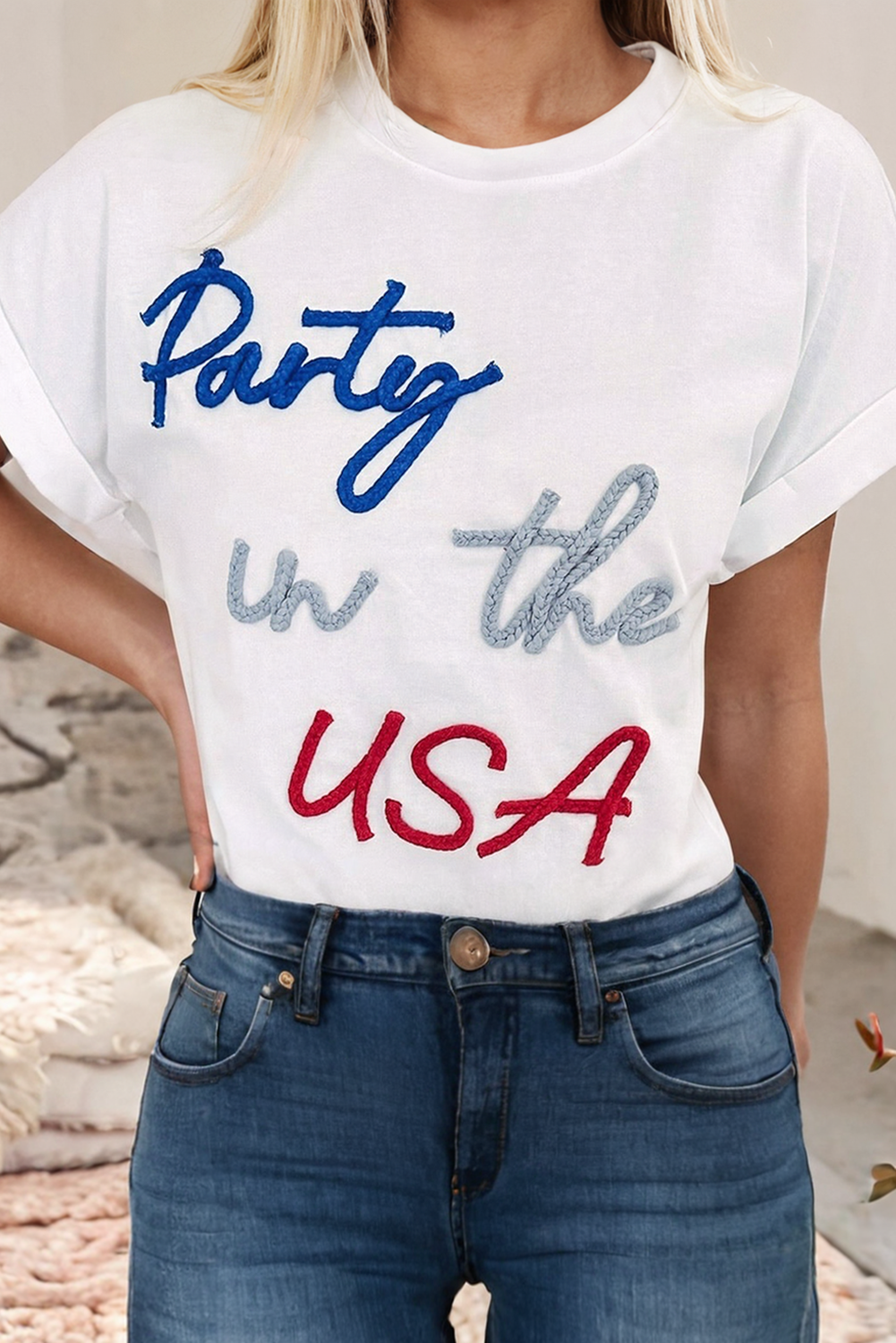 LDC Party in the USA Corded Letter Graphic T Shirt