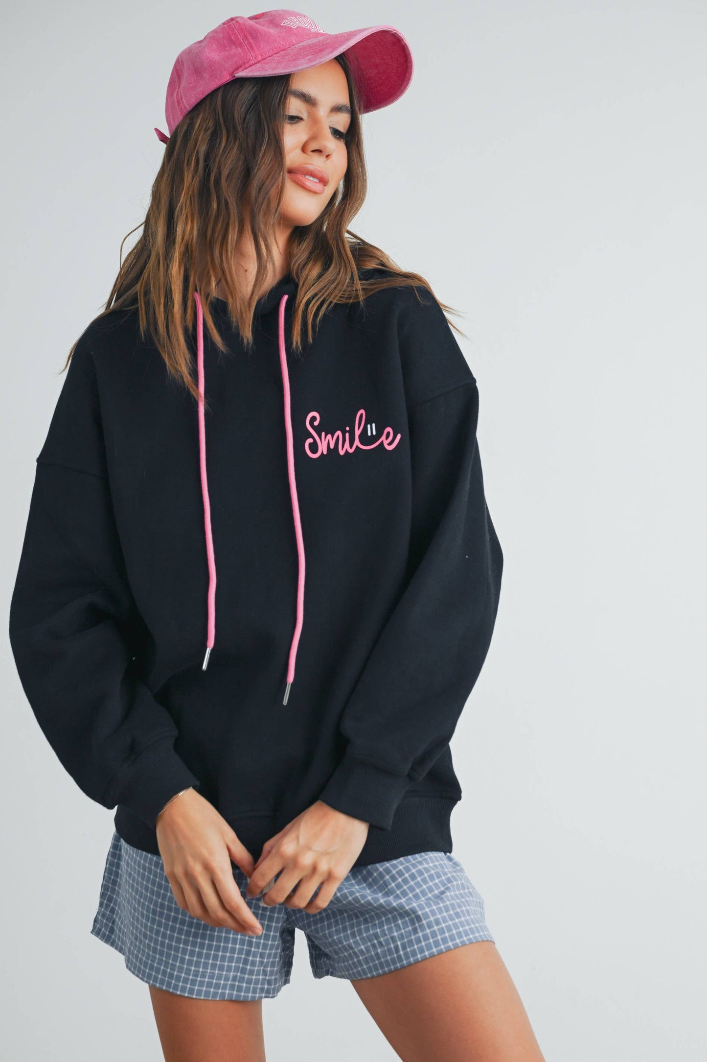 SMILE PRINTED DRAWSTRING HOODIE - BMT7415