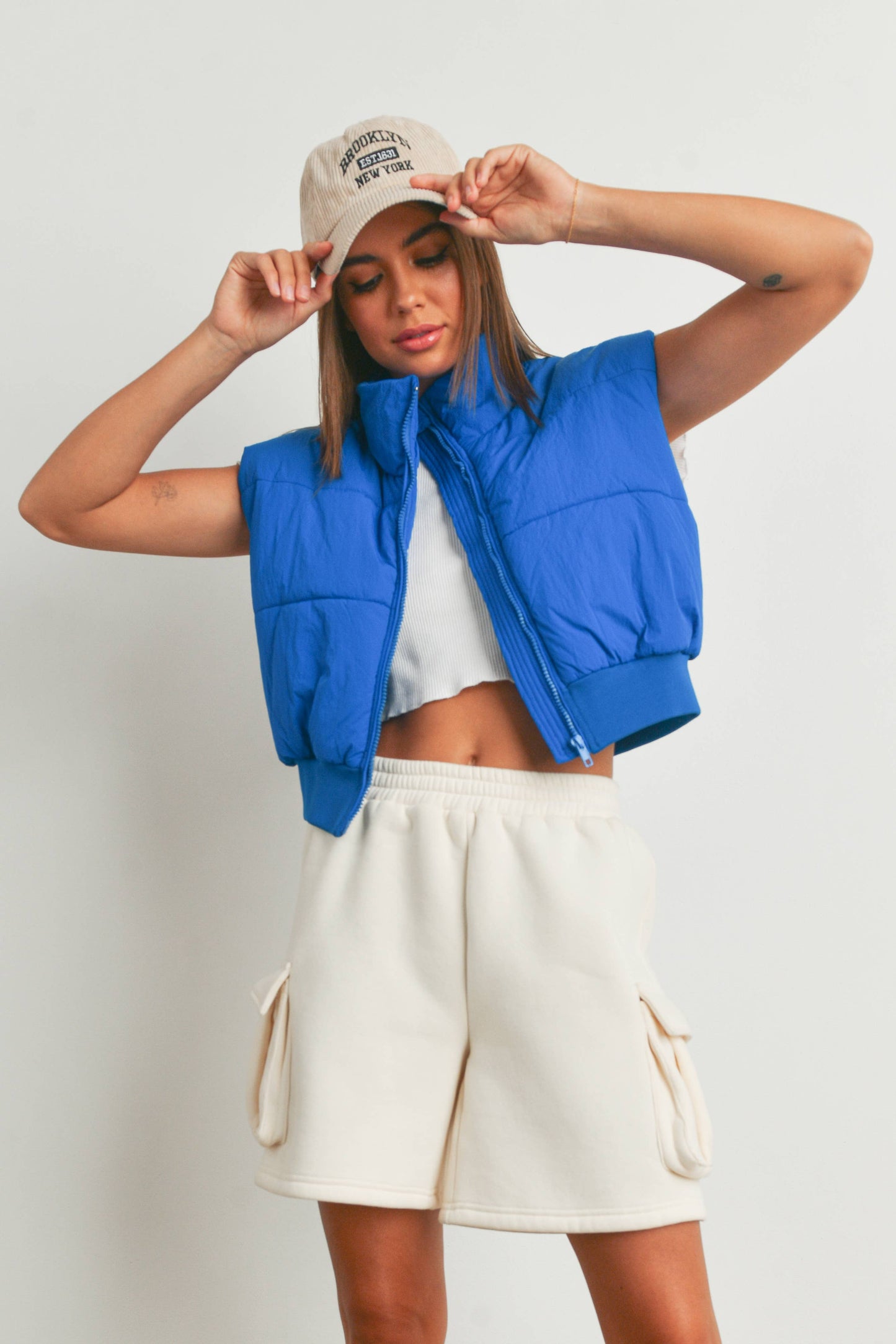 FALL ZIP-UP CROP PUFFER FALL VEST - BMJ7012