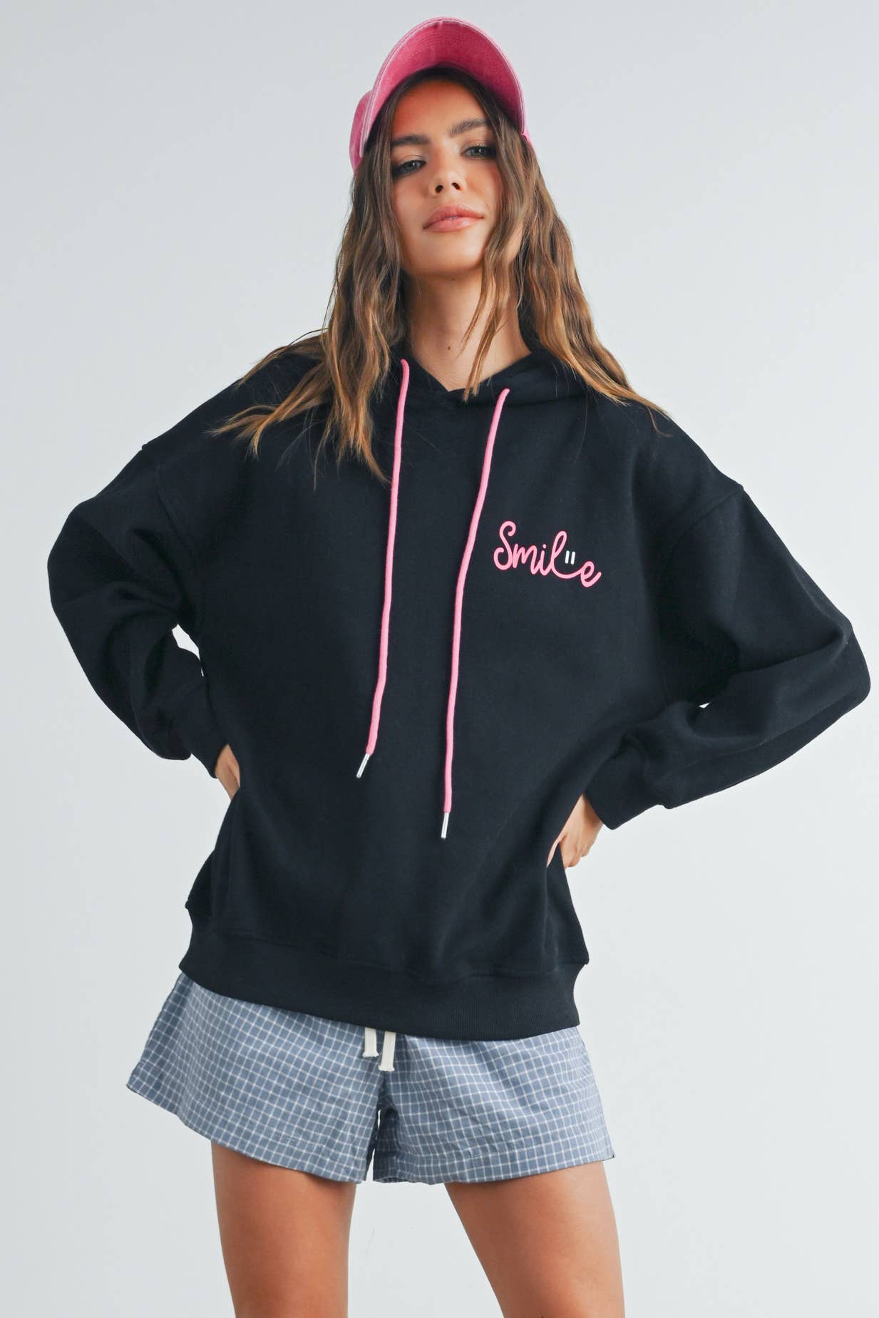 SMILE PRINTED DRAWSTRING HOODIE - BMT7415