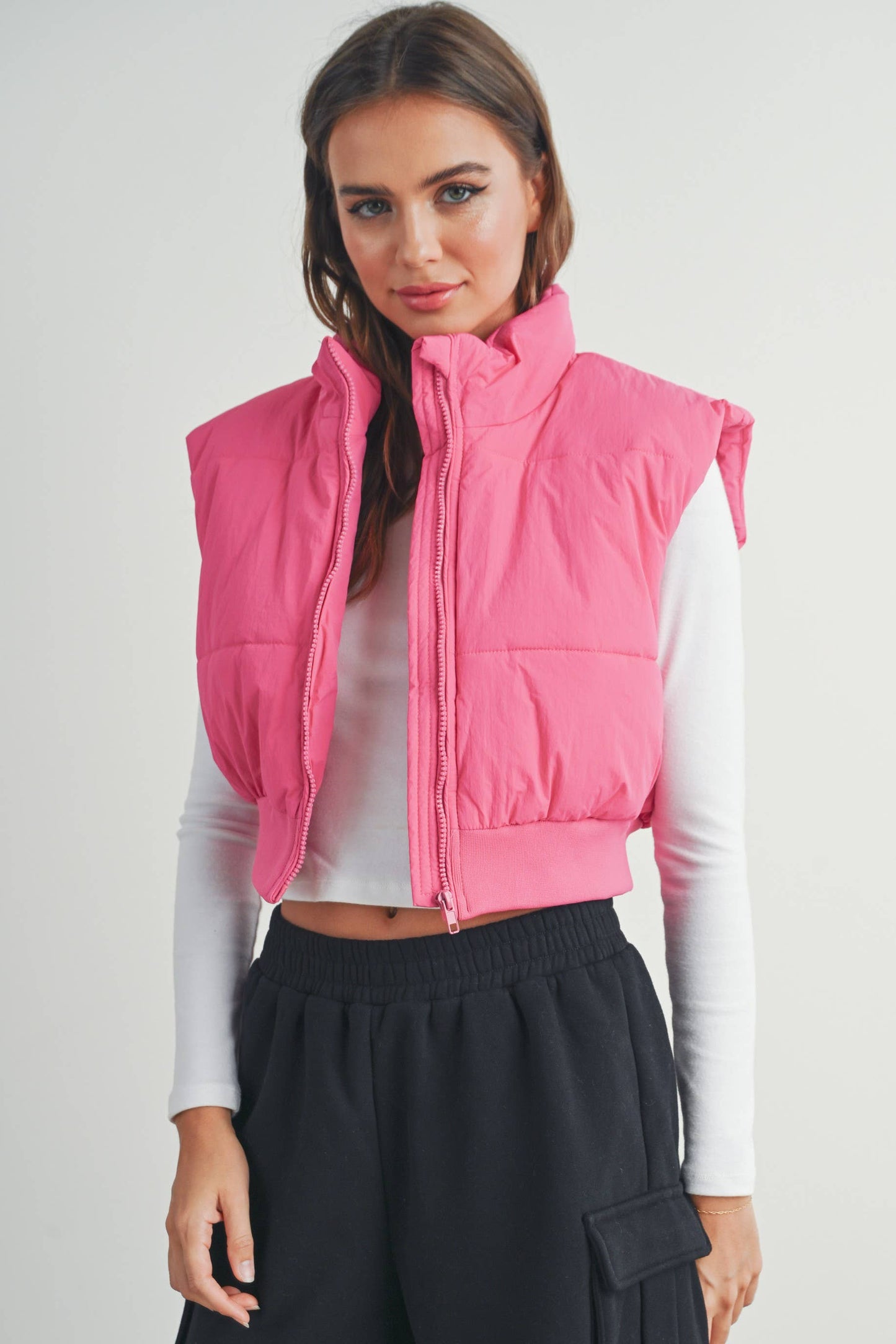 FALL ZIP-UP CROP PUFFER FALL VEST - BMJ7012