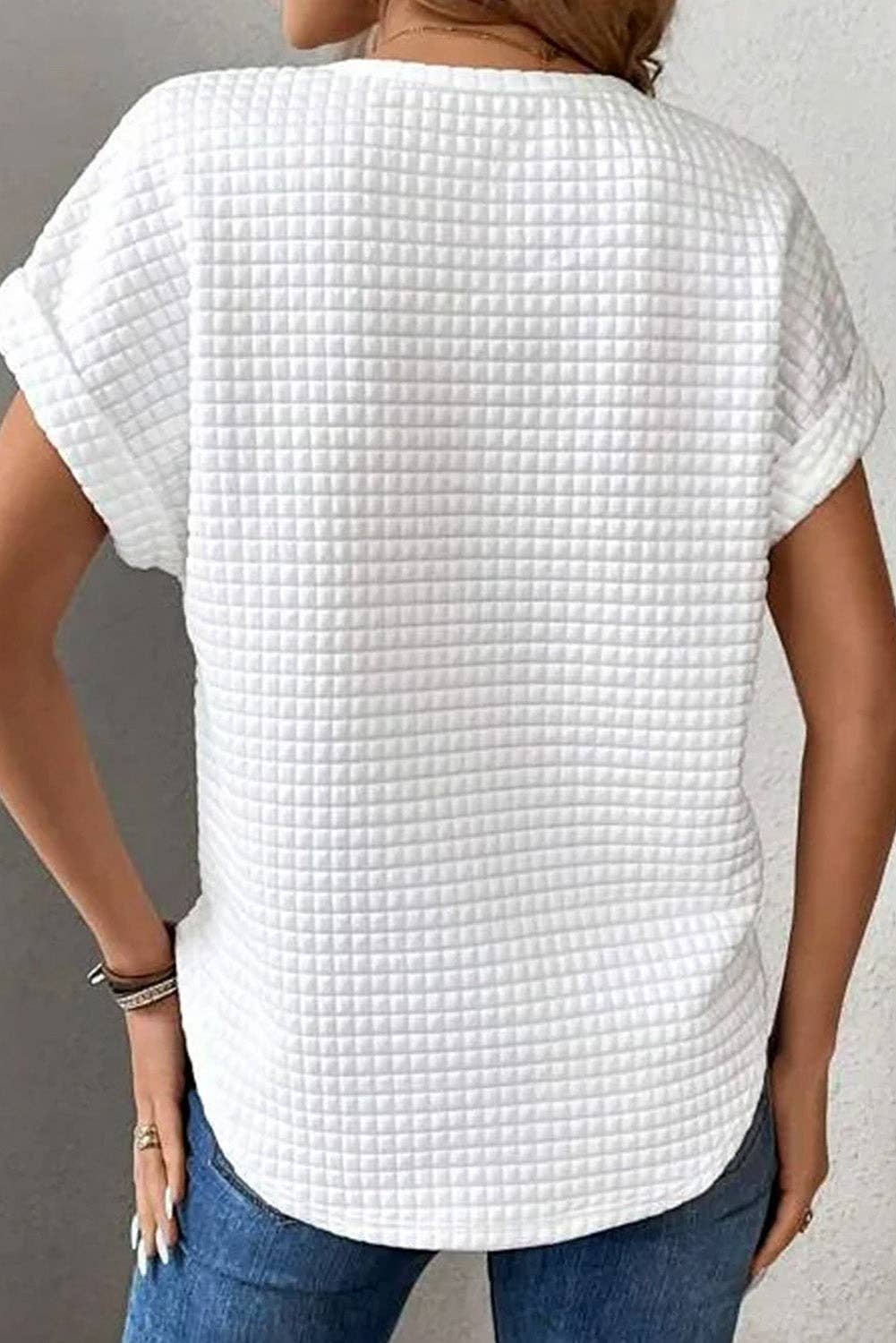 Checkered Texture Bat Sleeve T-Shirt