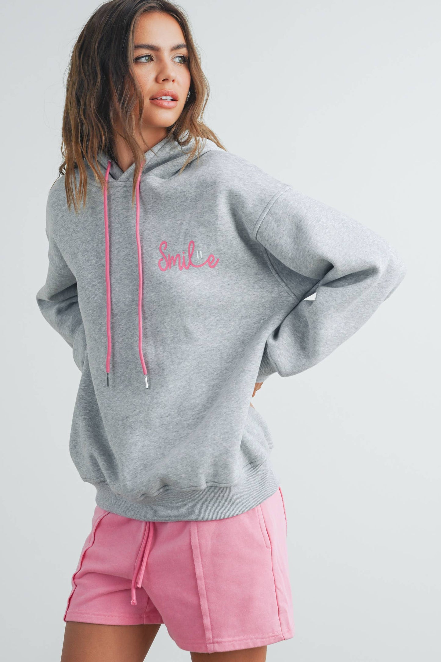 SMILE PRINTED DRAWSTRING HOODIE - BMT7415