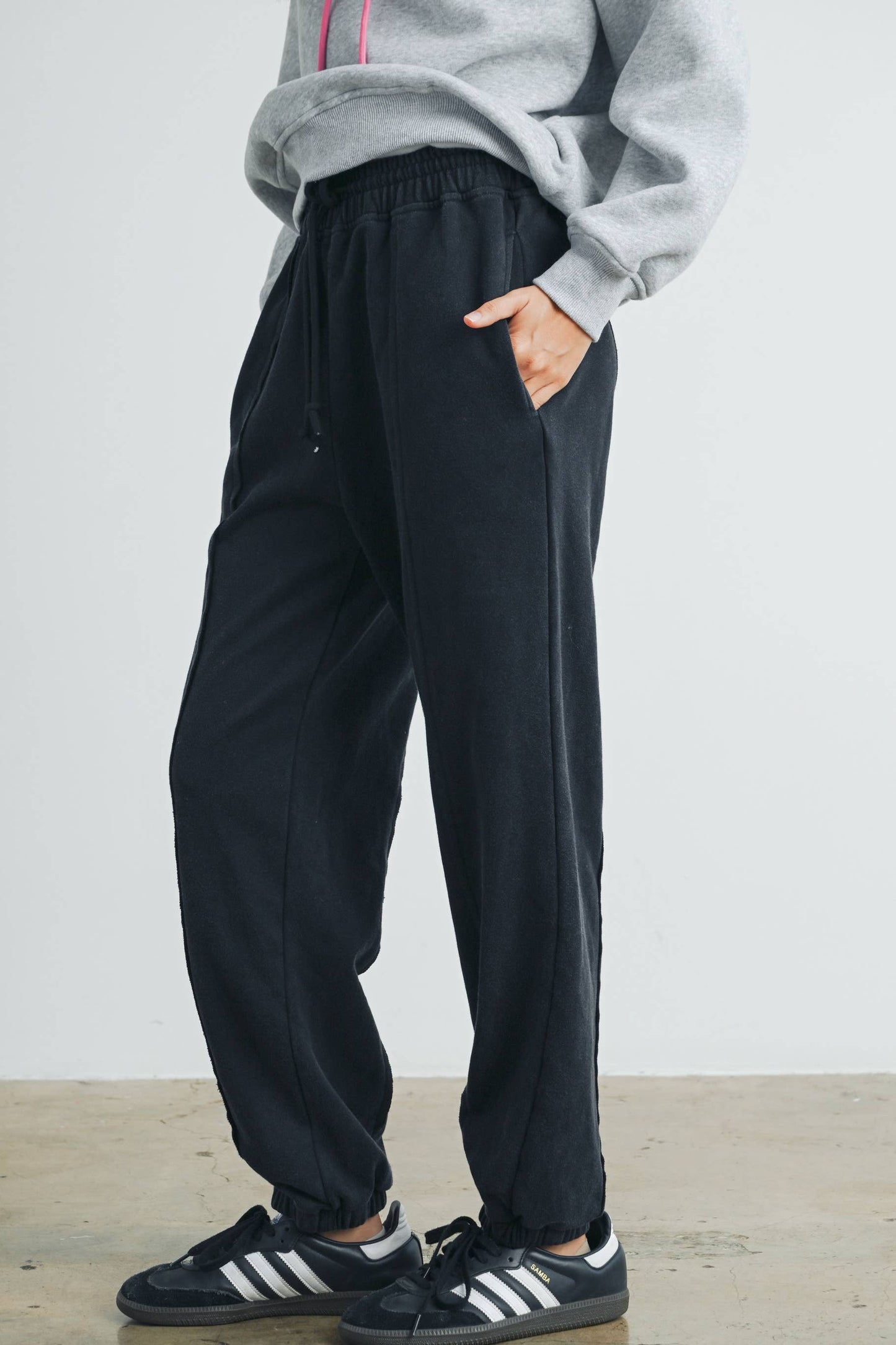 Washed French Terry Drawstring Jogger Pants - BMP7280