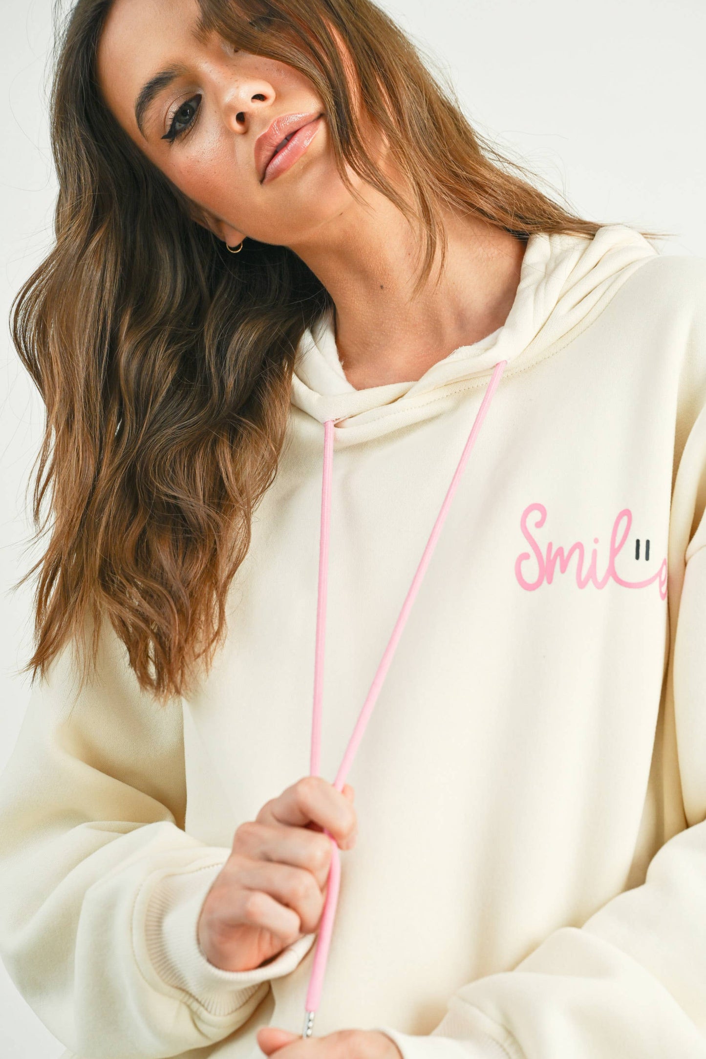 SMILE PRINTED DRAWSTRING HOODIE - BMT7415