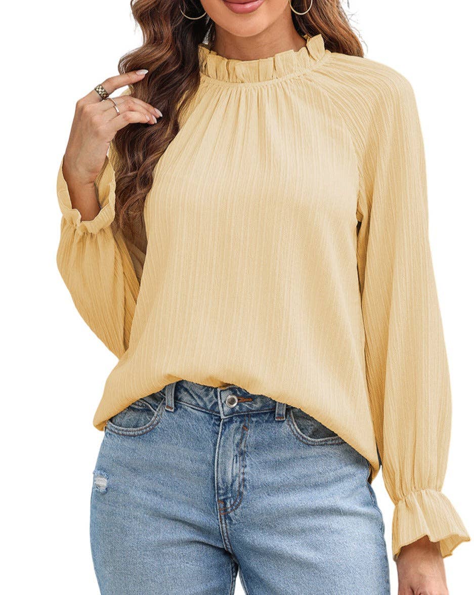 Frilled Bubble Sleeve Blouse