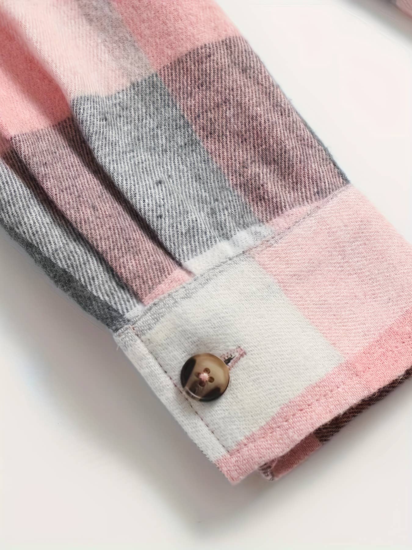 Autumn pink plaid shirt jacket
