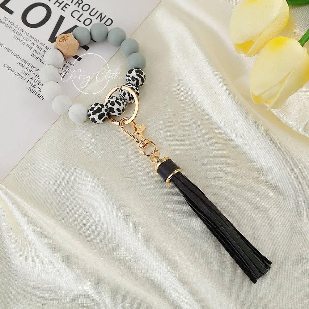 Silicone Beaded Tassel Keychain - RTS