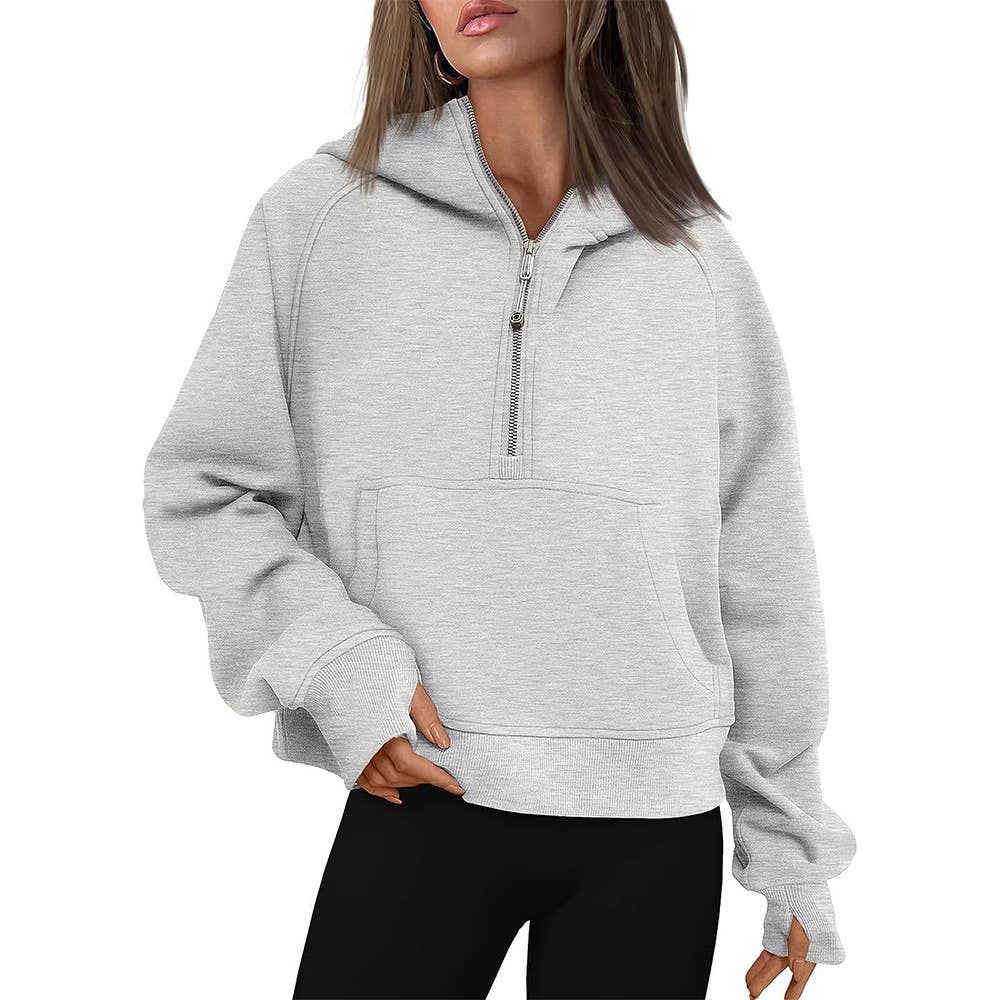 Athleisure half zip fleece lined pullover sweatshirt