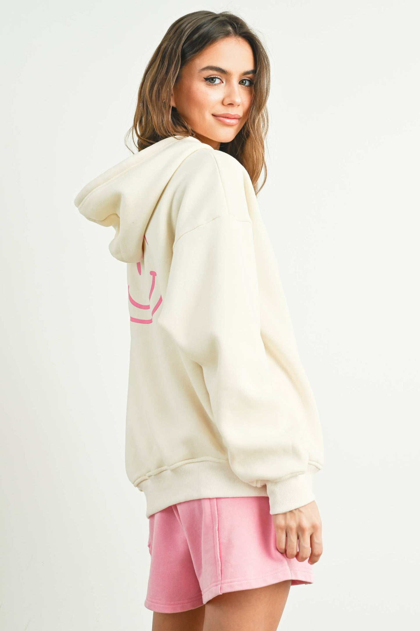 SMILE PRINTED DRAWSTRING HOODIE - BMT7415
