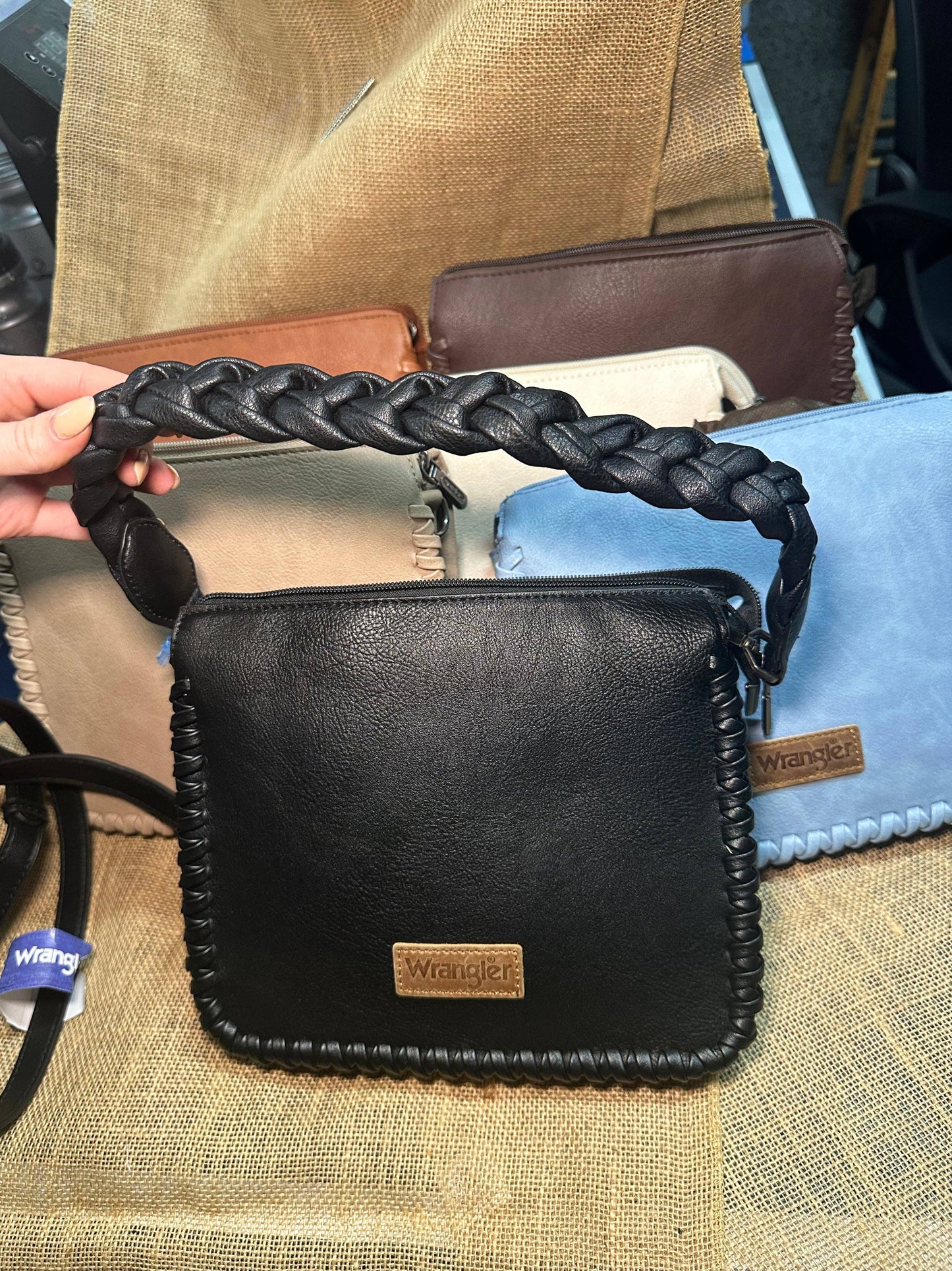 Wrangler Whipstitch Braided Strap Hobo/Crossbody Bag