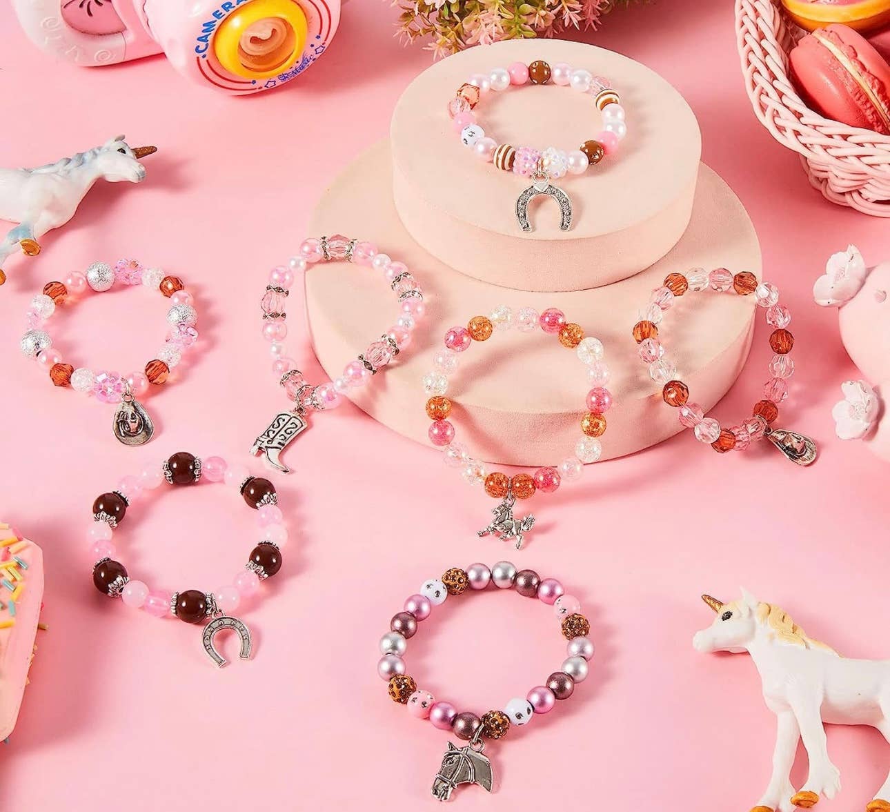 Western beaded bracelets with charm pack of 12