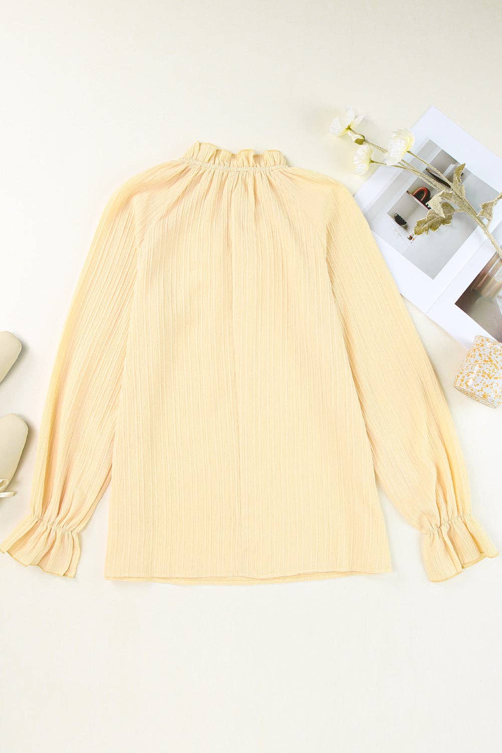 Frilled Bubble Sleeve Blouse