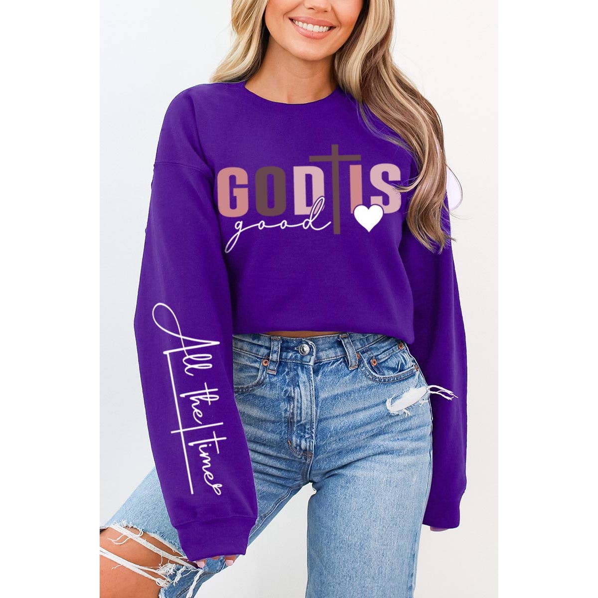 God Is Good Christian Graphic Fleece Sweatshirts