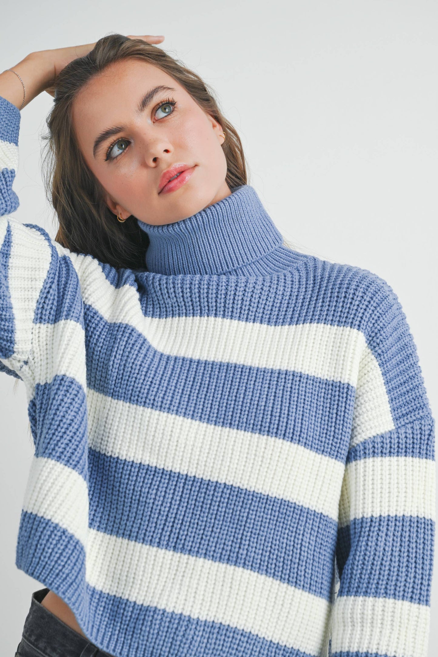 Striped Turtleneck Pullover Sweater - BMW7480