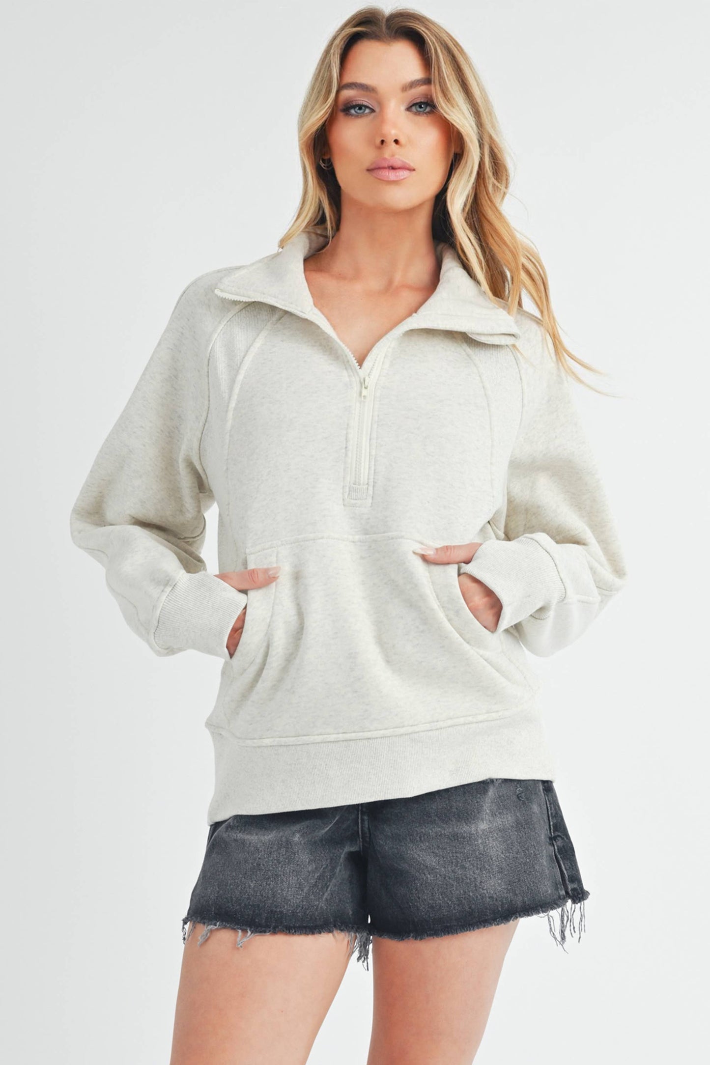 986DK Long Dove Funnel Neck Half Zip 1