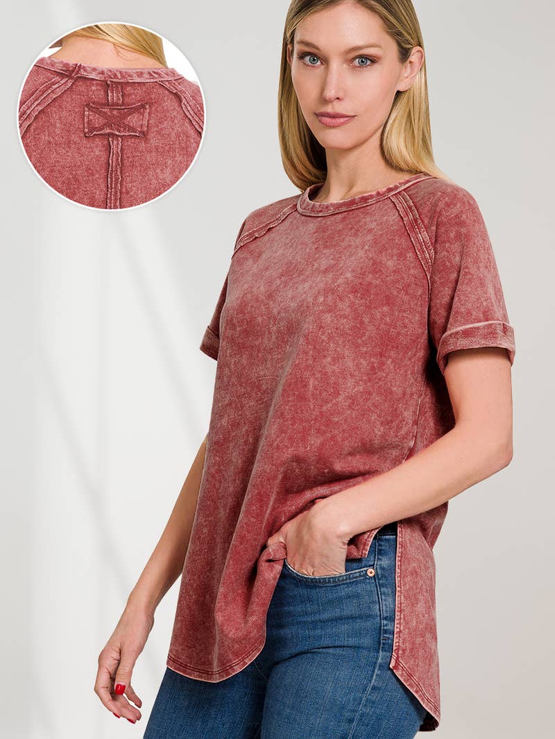 `.French Terry Vintage Wash Casual Top