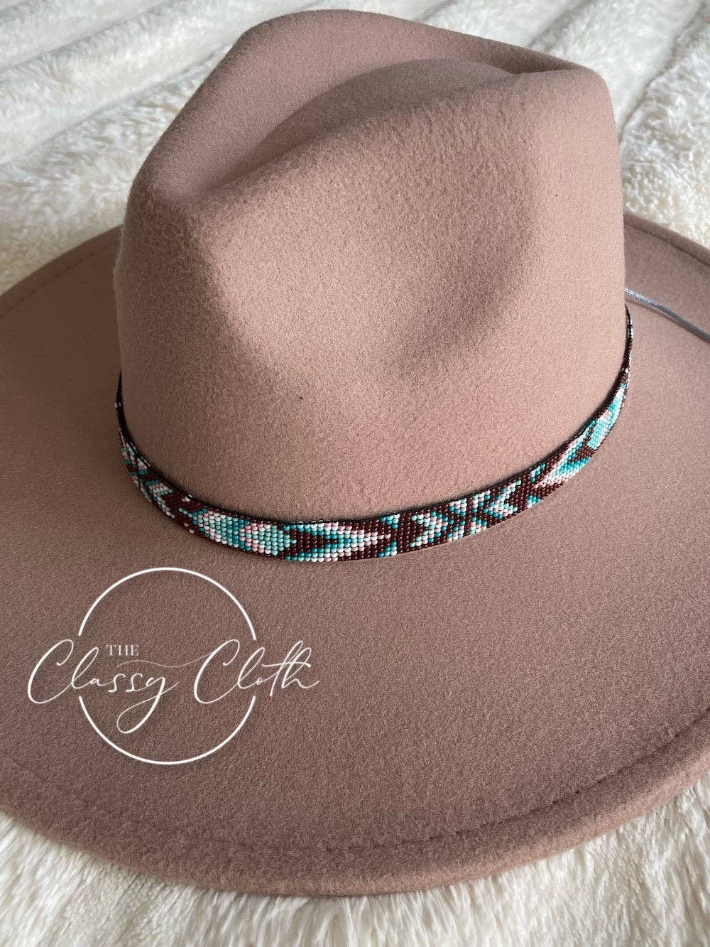 Wide Brim Hat - Cappuccino w/Aqua Aztec RTS