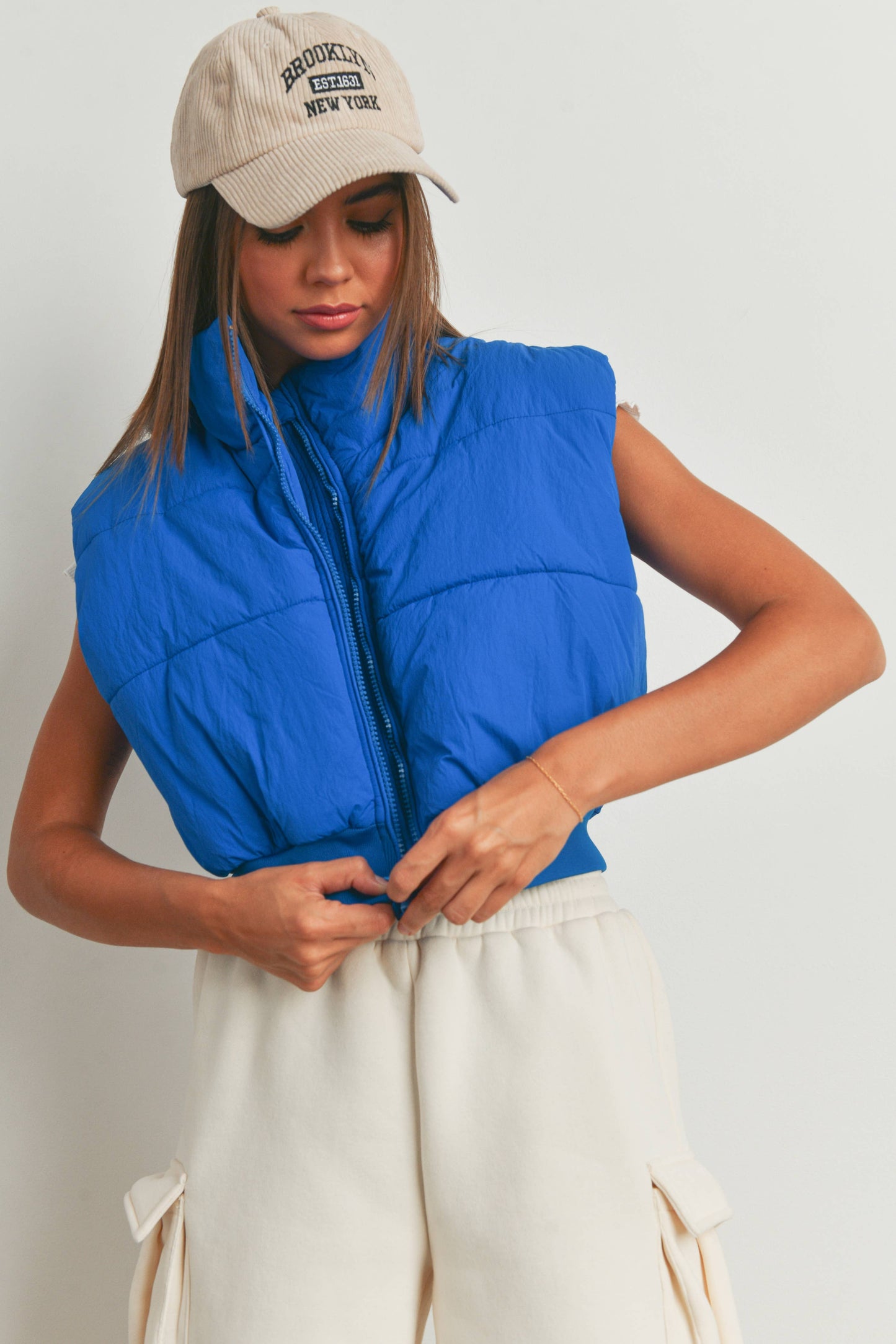 FALL ZIP-UP CROP PUFFER FALL VEST - BMJ7012
