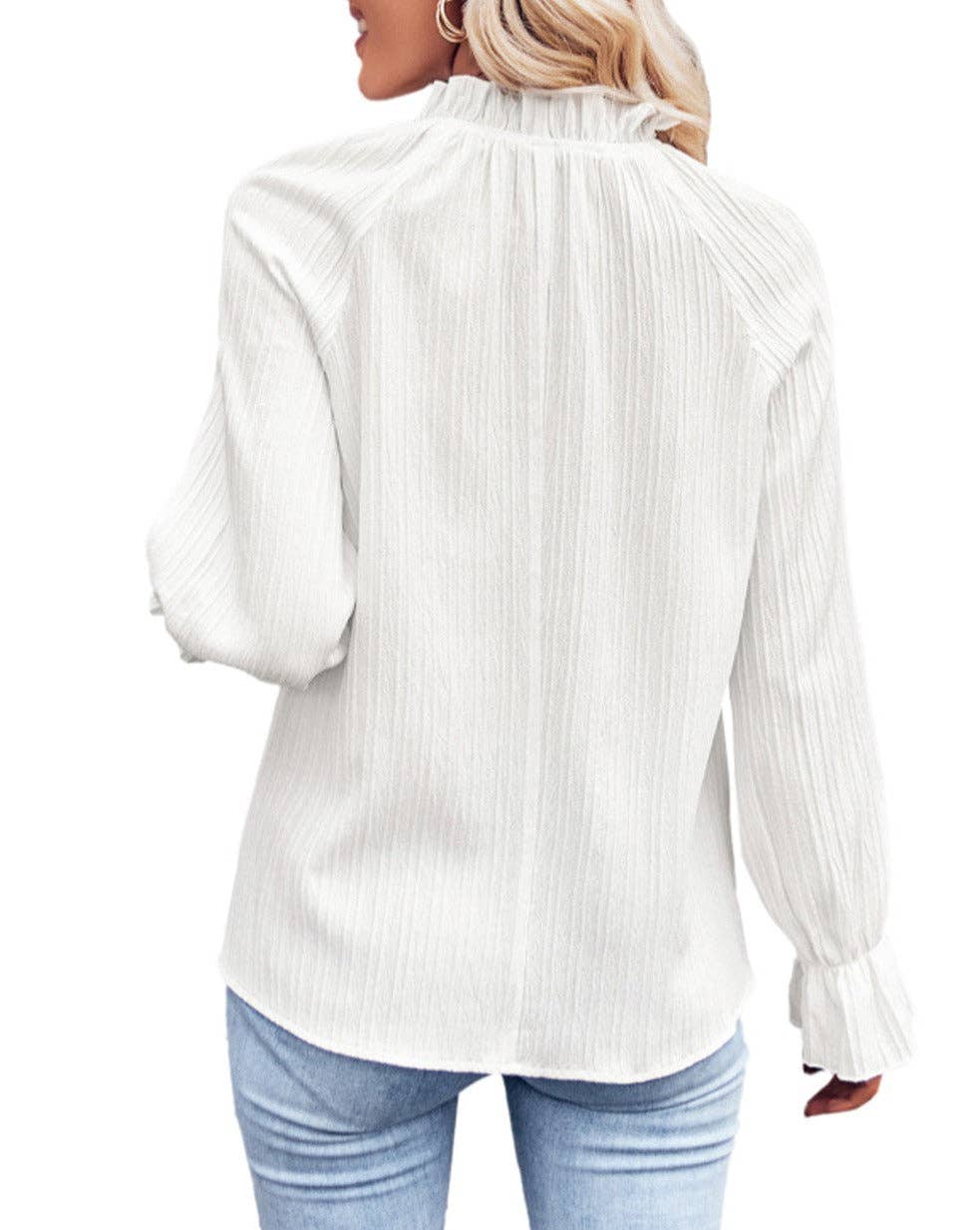 Frilled Bubble Sleeve Blouse