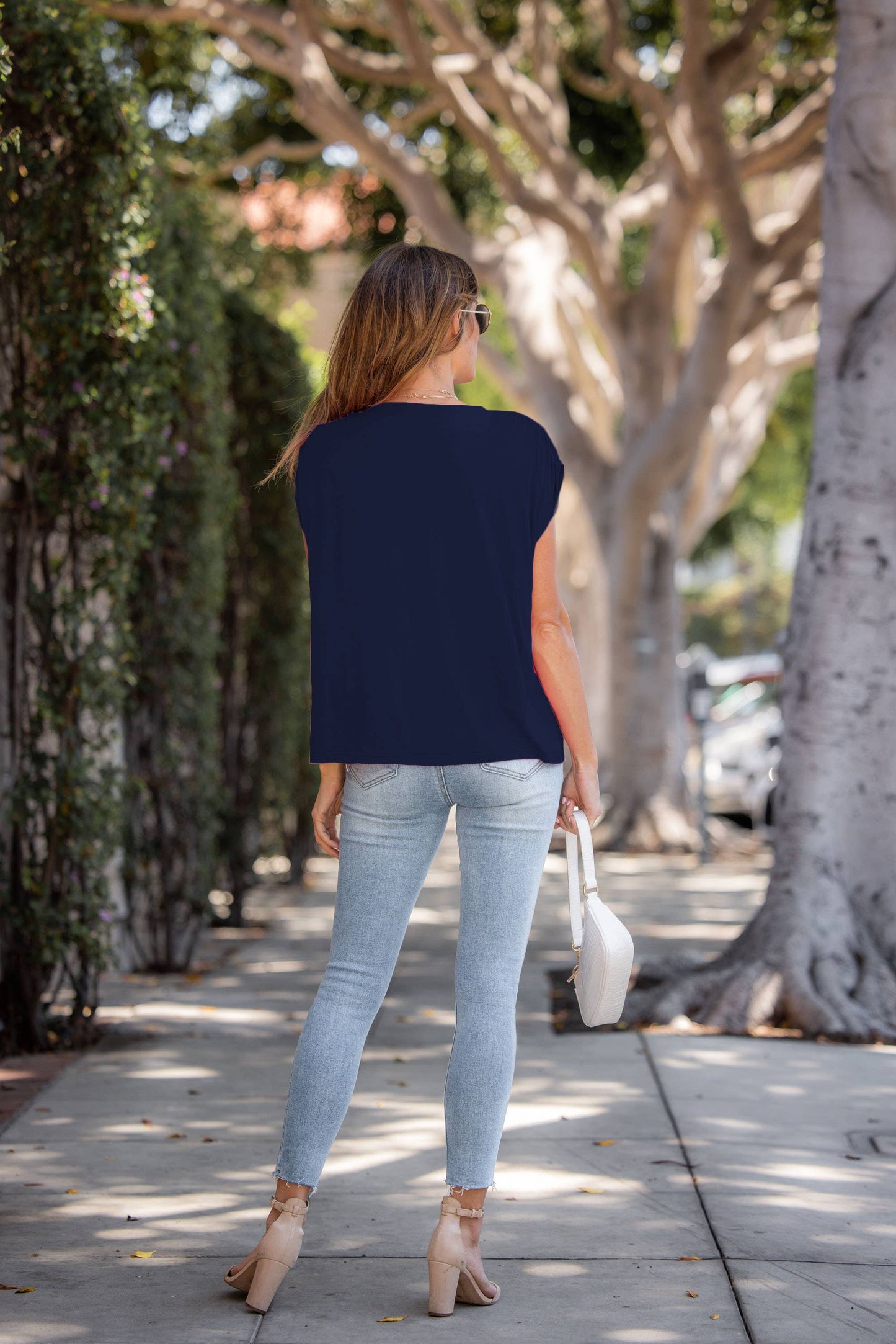 Plus Size Super Soft Casual Ruched Shoulder Tee