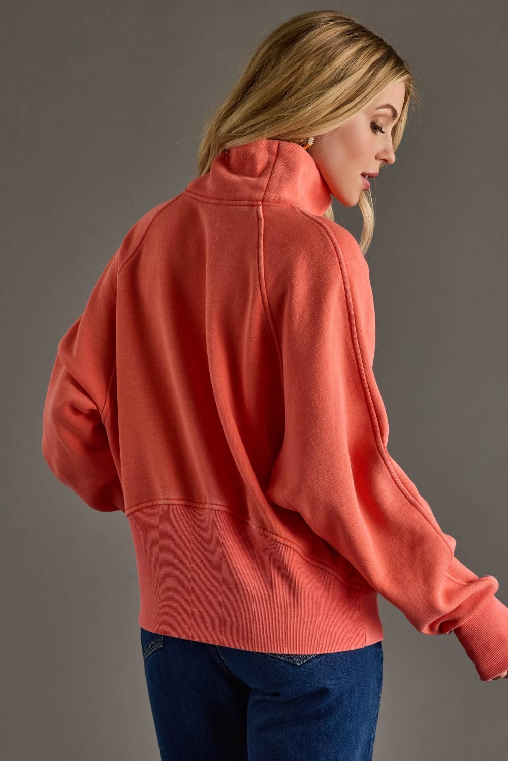 Coral Quarter Zip Sweatshirt