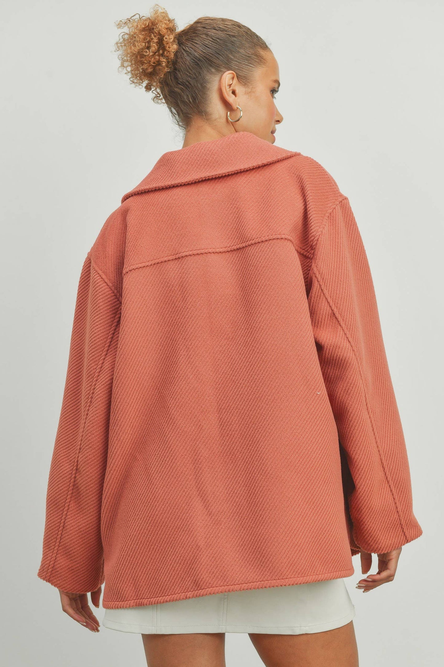 Solid Fall/Winter Shacket Coat - BMJ7013
