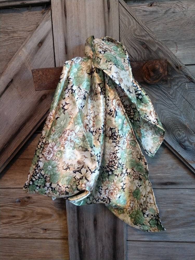 Wild Rag Sage Green Vintage Floral Print Cowboy Western Neck Scarf Neckerchief Bandanna by Double B Wild Rags