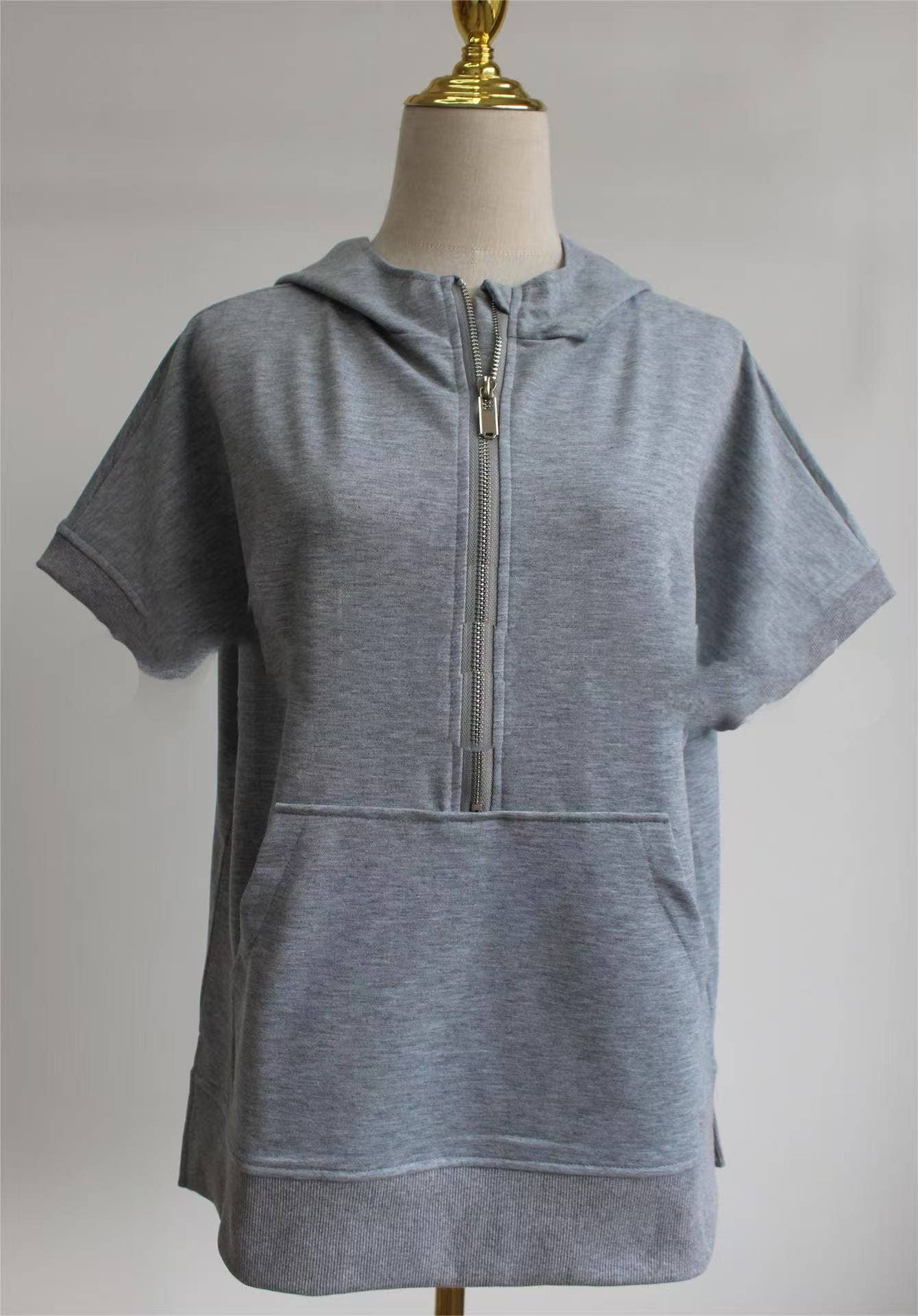 Laidback half zip short sleeve oversized Sweatshirts