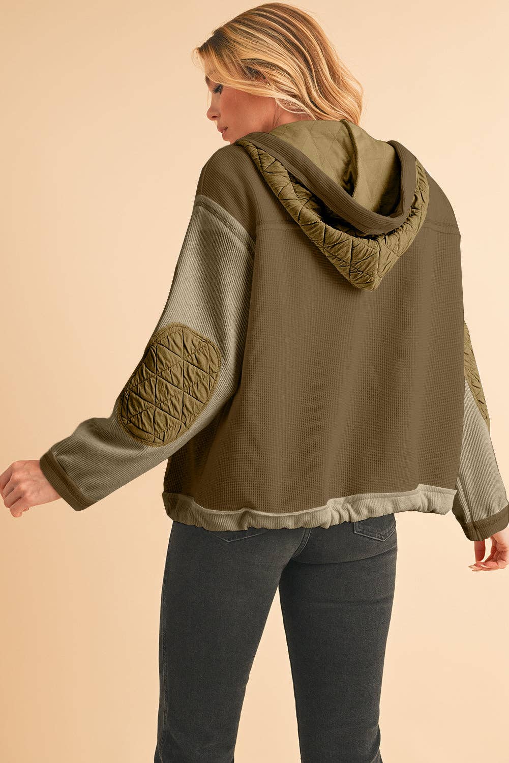 Felisha Quilted Patchwork Hooded Jacket | S-XL