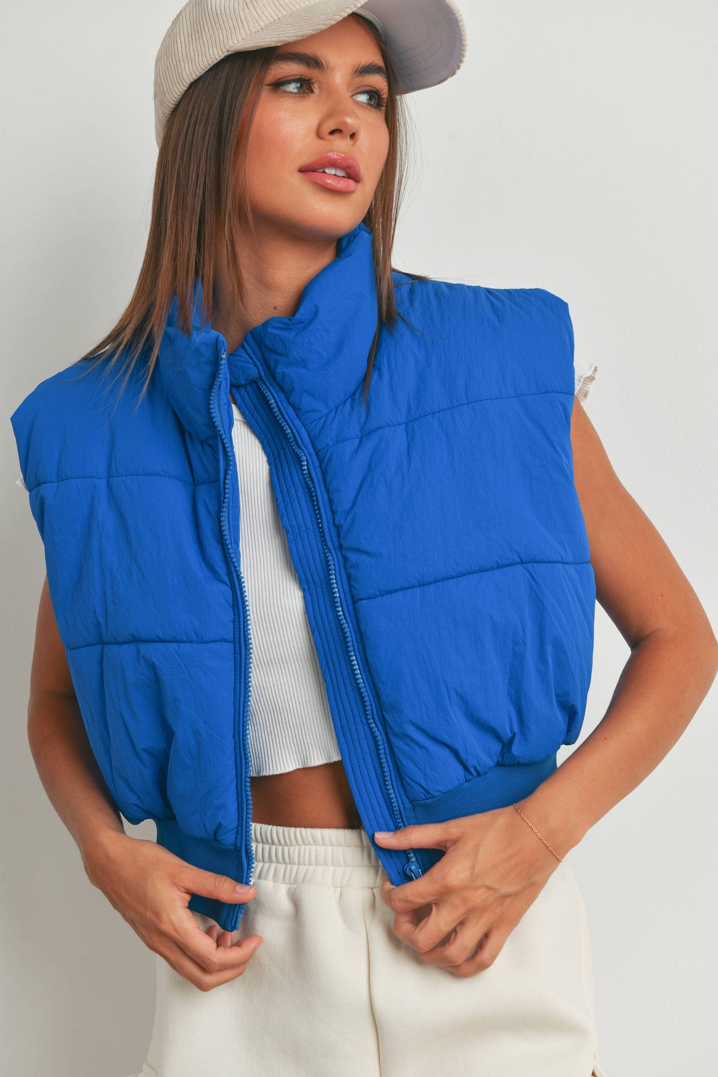 FALL ZIP-UP CROP PUFFER FALL VEST - BMJ7012