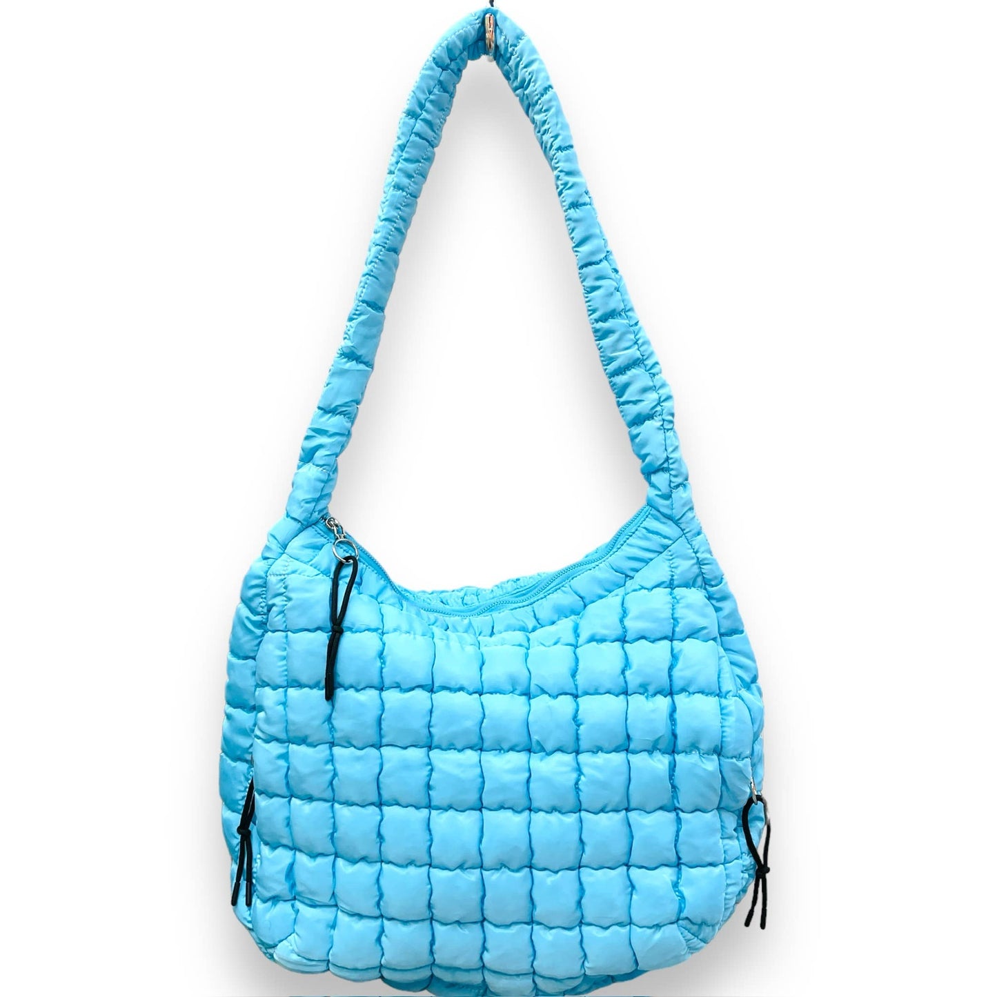 Quilted Puffer Shoulder Bags - Multiple Zip Feature