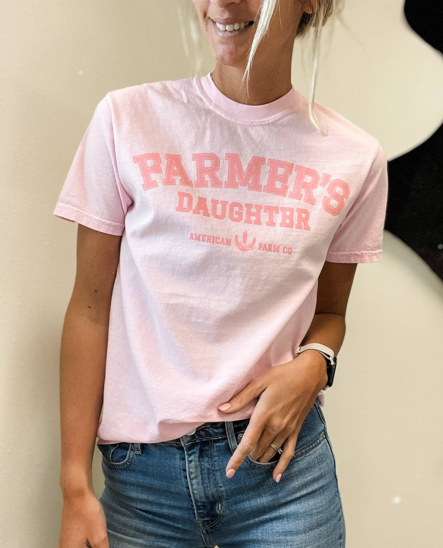 Western 'Farmer's Daughter' Pink Tee