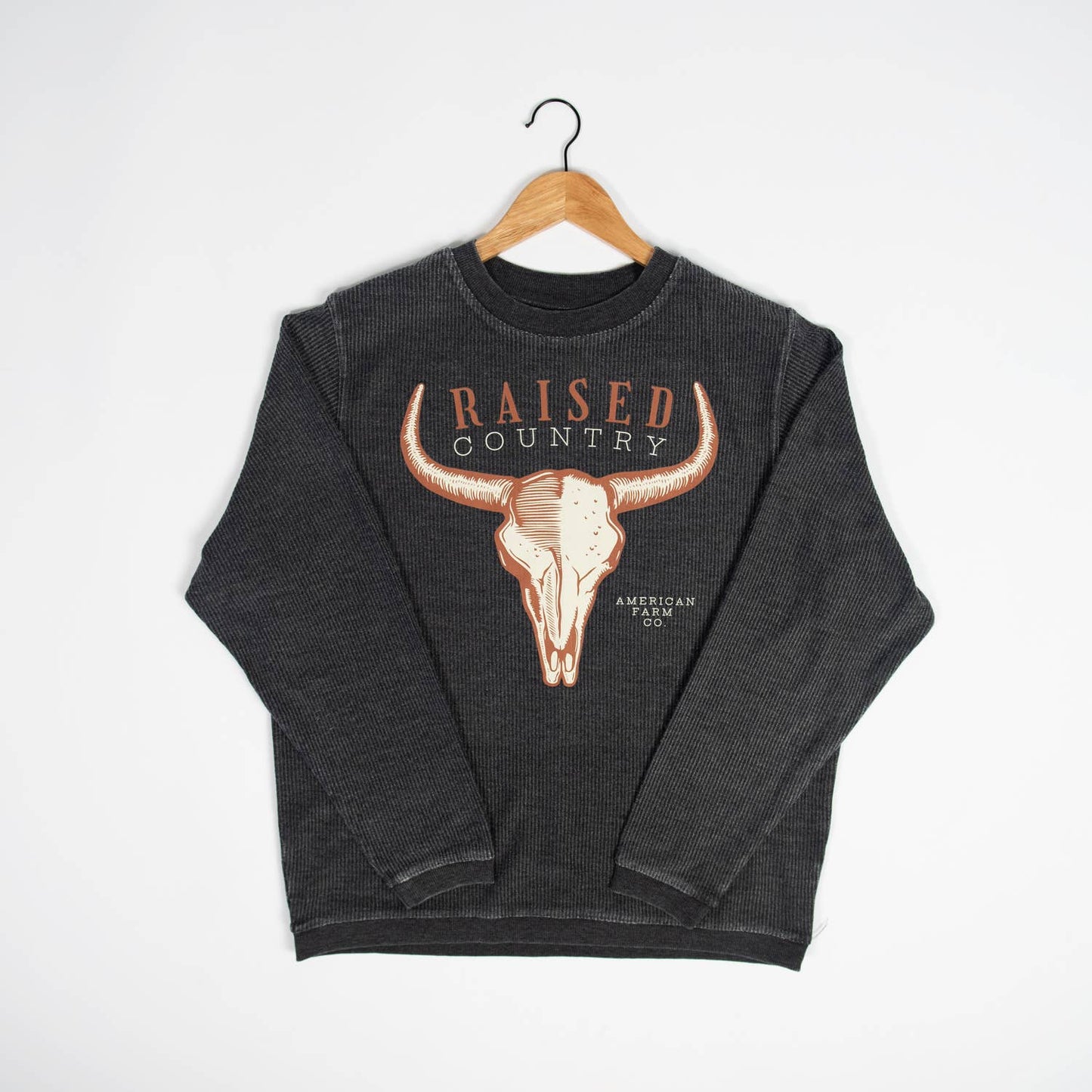 ‘Raised Country’ Washed Black Ribbed Crew Fall 2024 Western