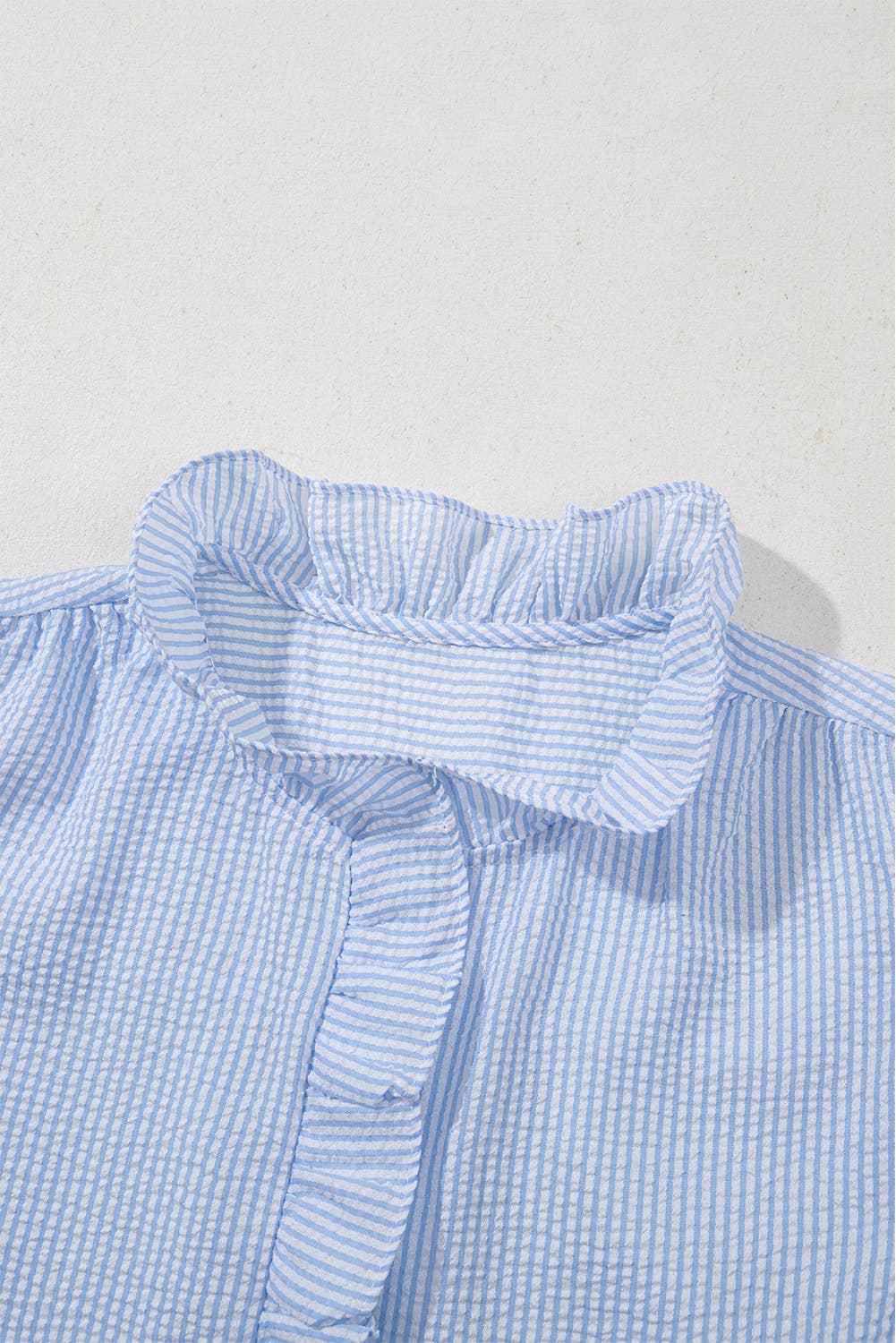Texture Striped Ruffled Detail Shirt | S-XL