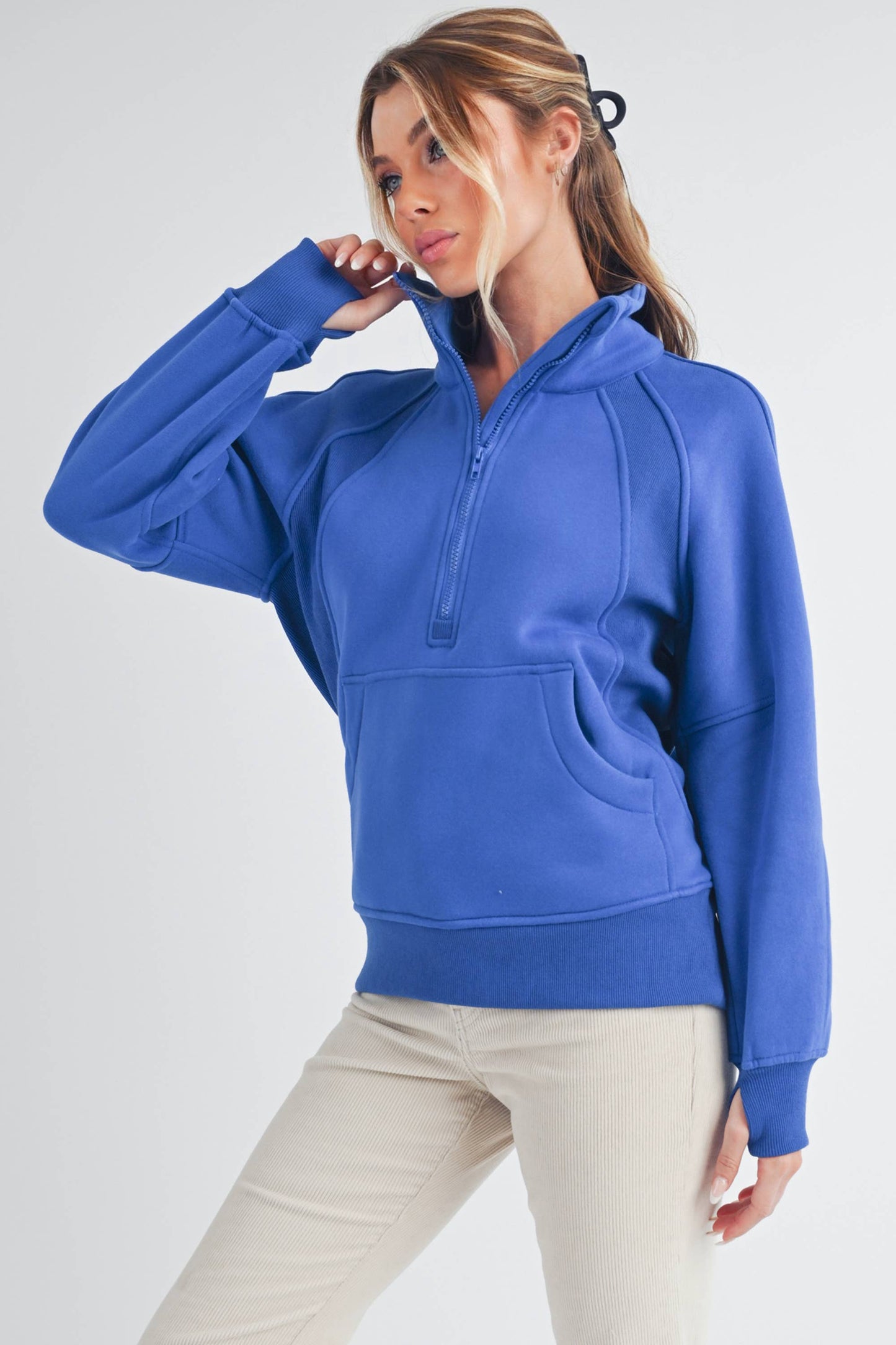 986DK Long Dove Funnel Neck Half Zip 1