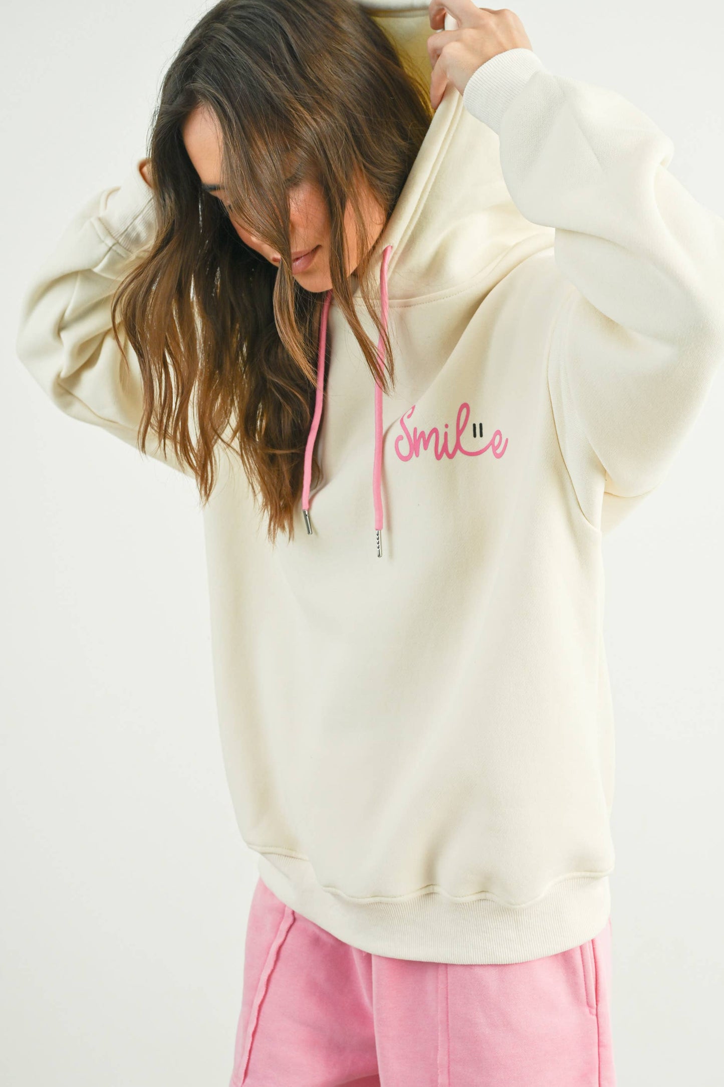 SMILE PRINTED DRAWSTRING HOODIE - BMT7415