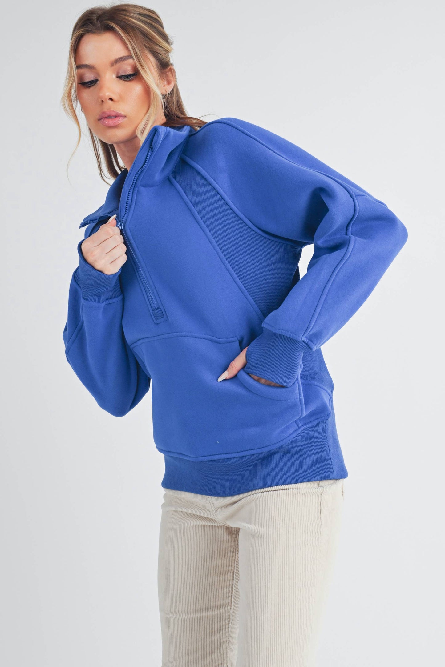 986DK Long Dove Funnel Neck Half Zip 1