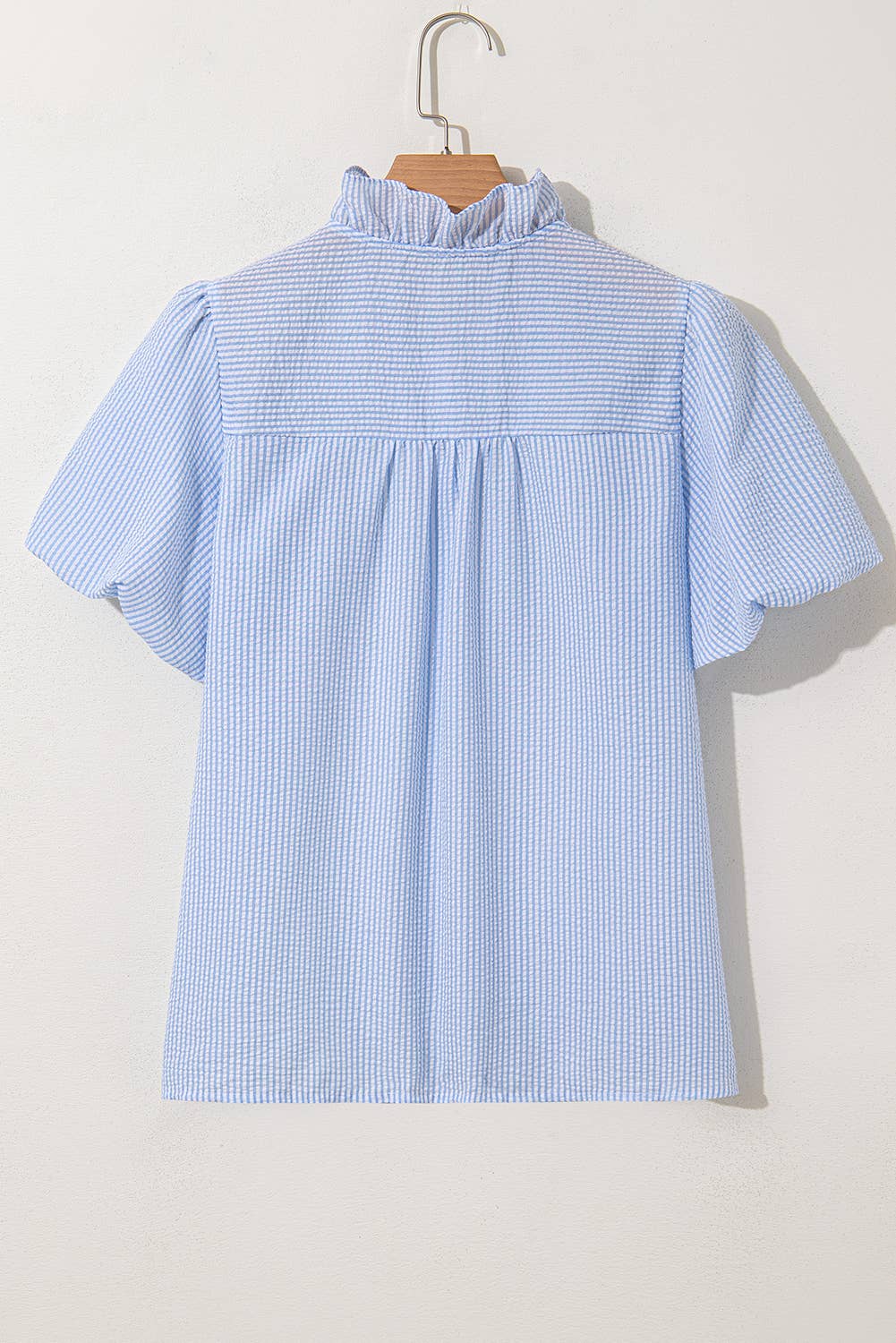 Texture Striped Ruffled Detail Shirt | S-XL