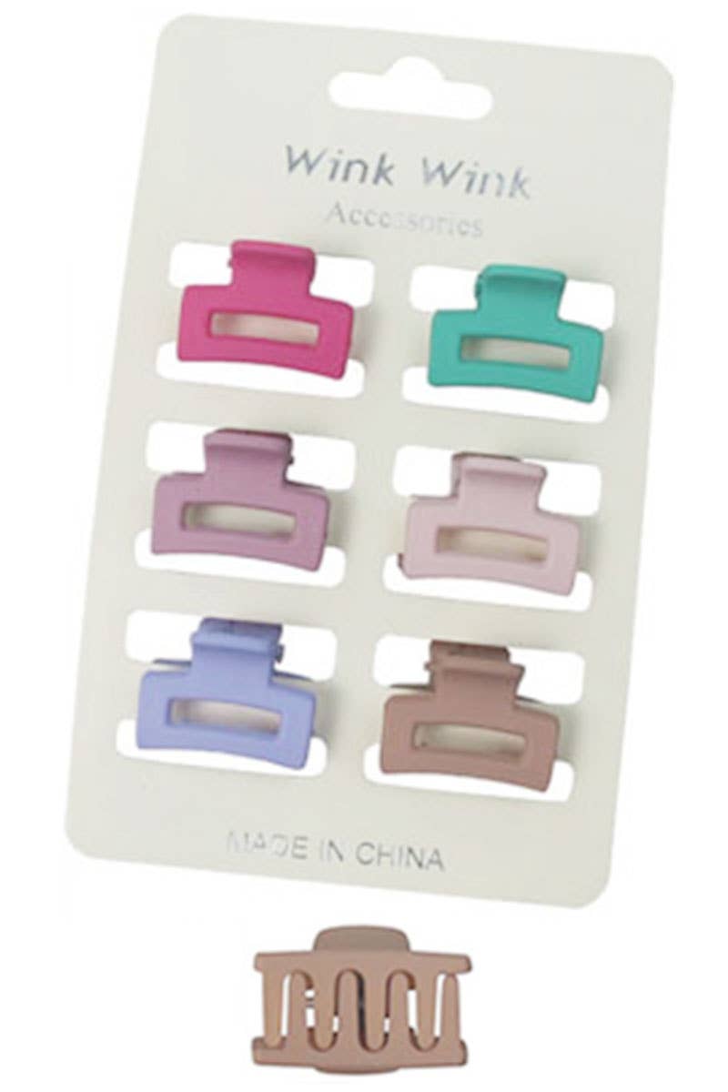 Mini Matte Block Clip Hair Claw 6 pcs/pack