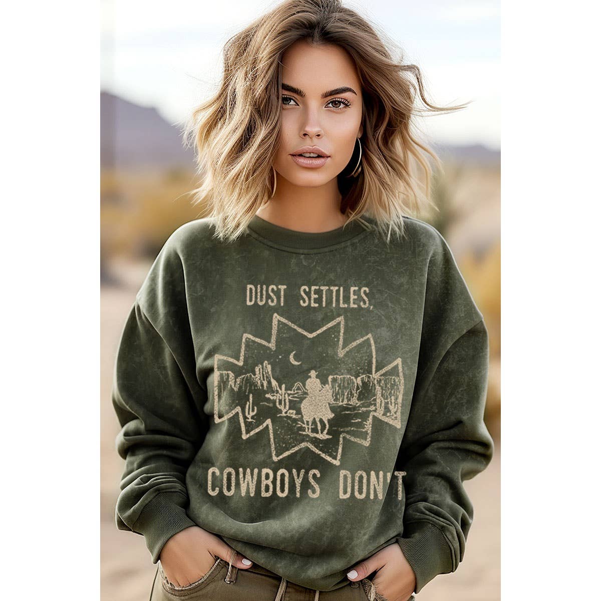 DUST SETTLES COWBOYS DON T MINERAL GRAPHIC SWEATWHIRTS