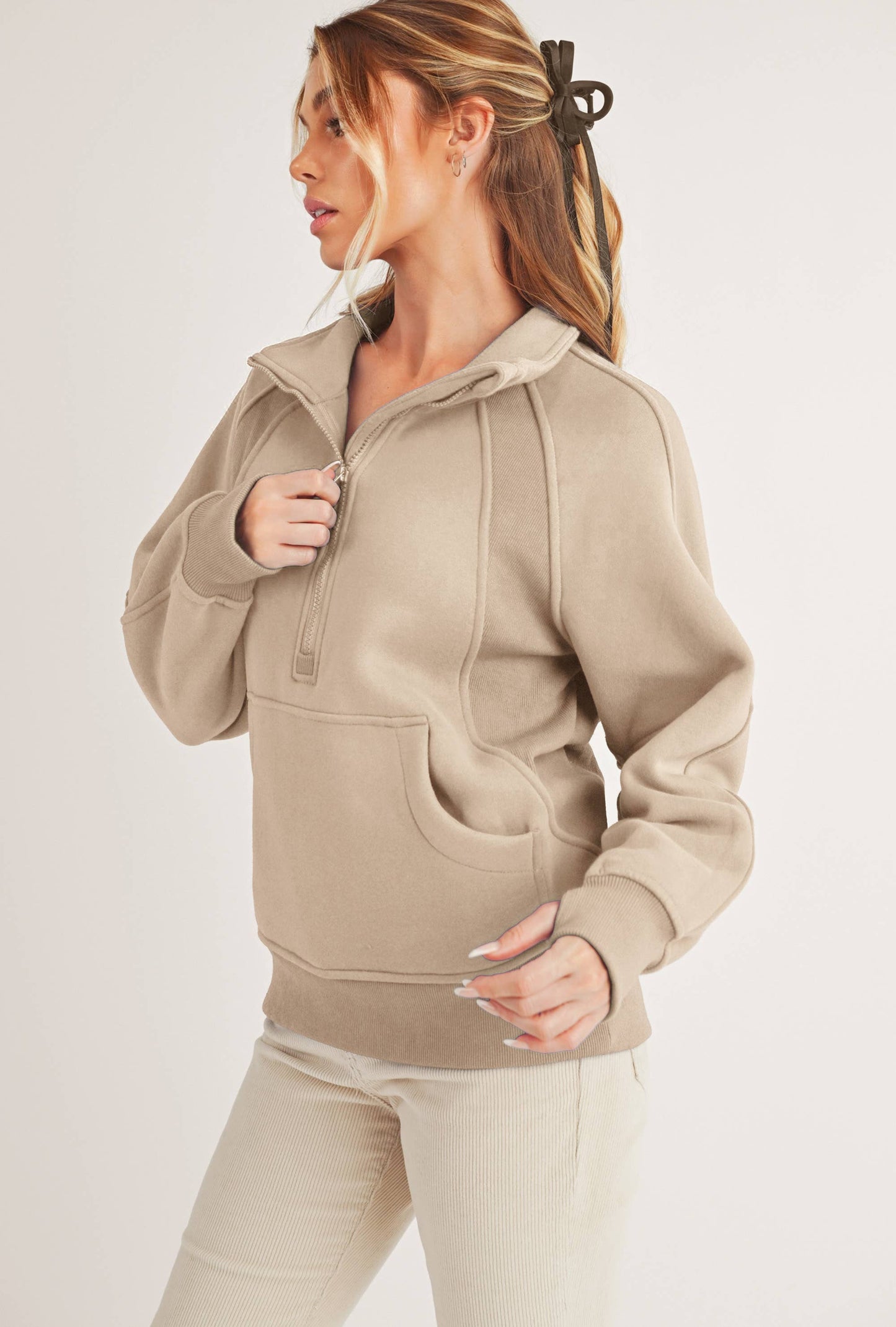 986DK Long Dove Funnel Neck Half Zip 1