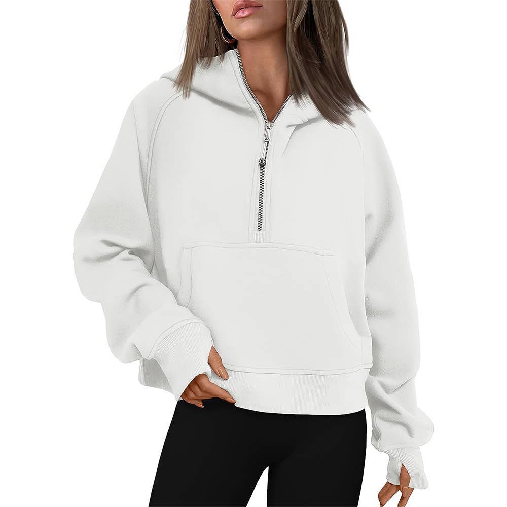 Athleisure half zip fleece lined pullover sweatshirt
